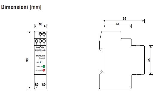 EKINEX® EK-MC1-MD RS485 Modbus communication module By EKINEX