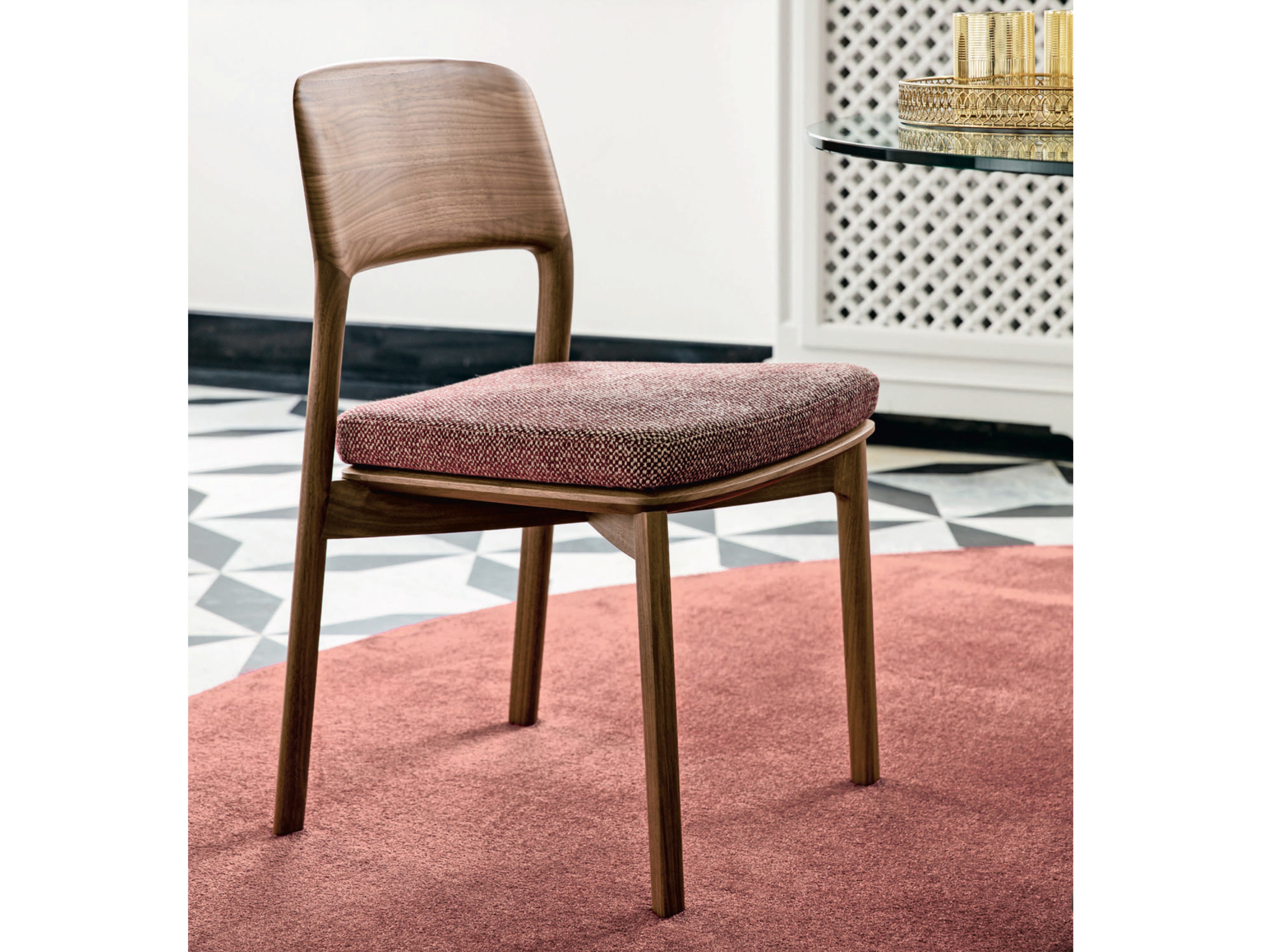 Sedia In Legno Massello Noce Con Sedile In Legno, Stile Griglia, Faggio Tinto Noce