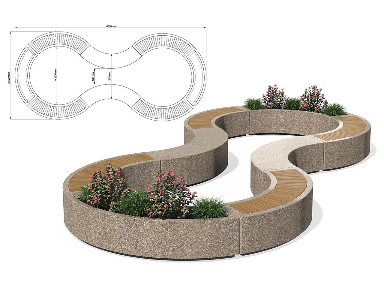 268-W by ENCHO ENCHEV - ETE - Panchina curva modulare in calcestruzzo - 3