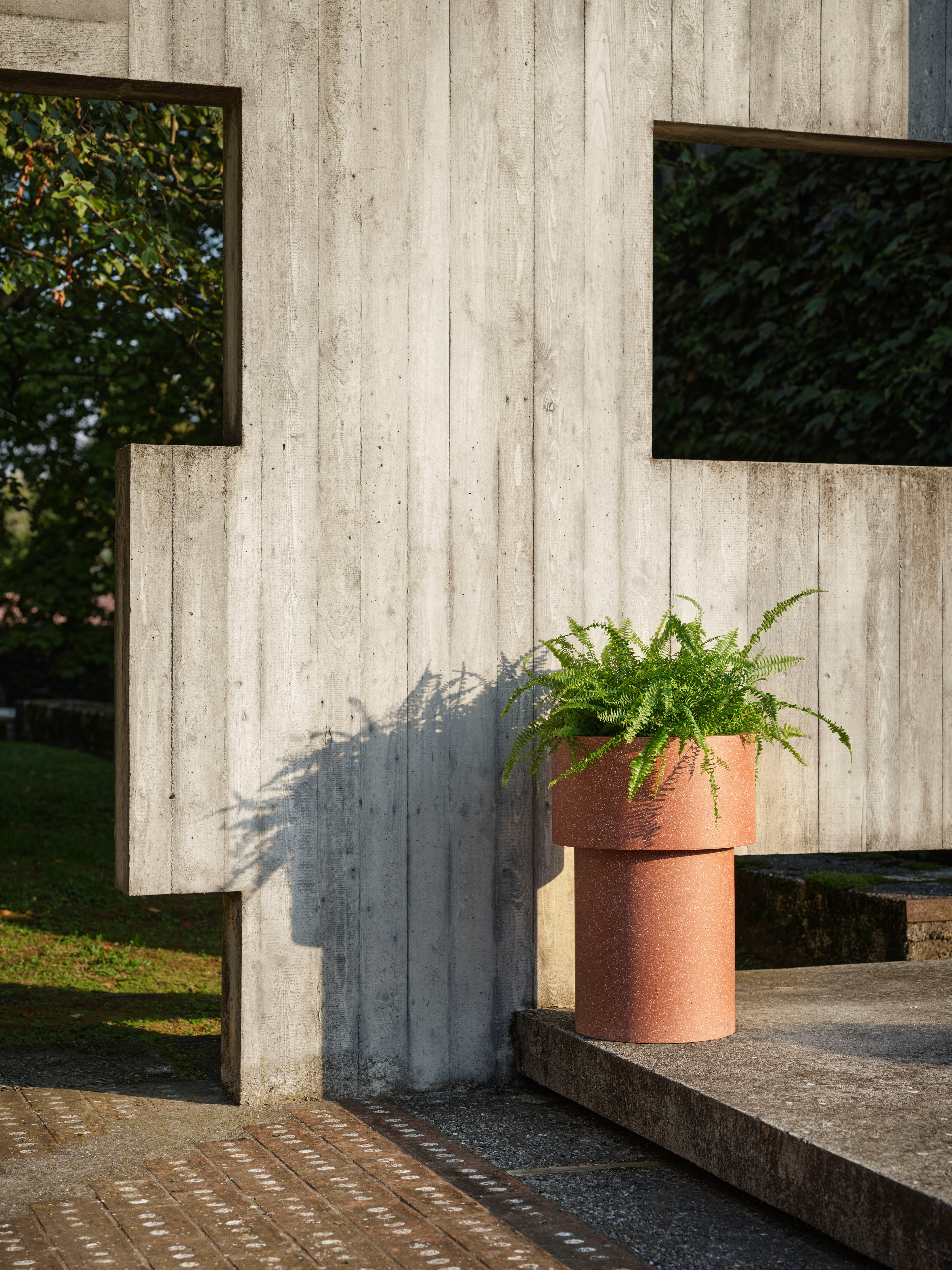 Vaso Rotondo In Gres Marrone - Nero Bonsai