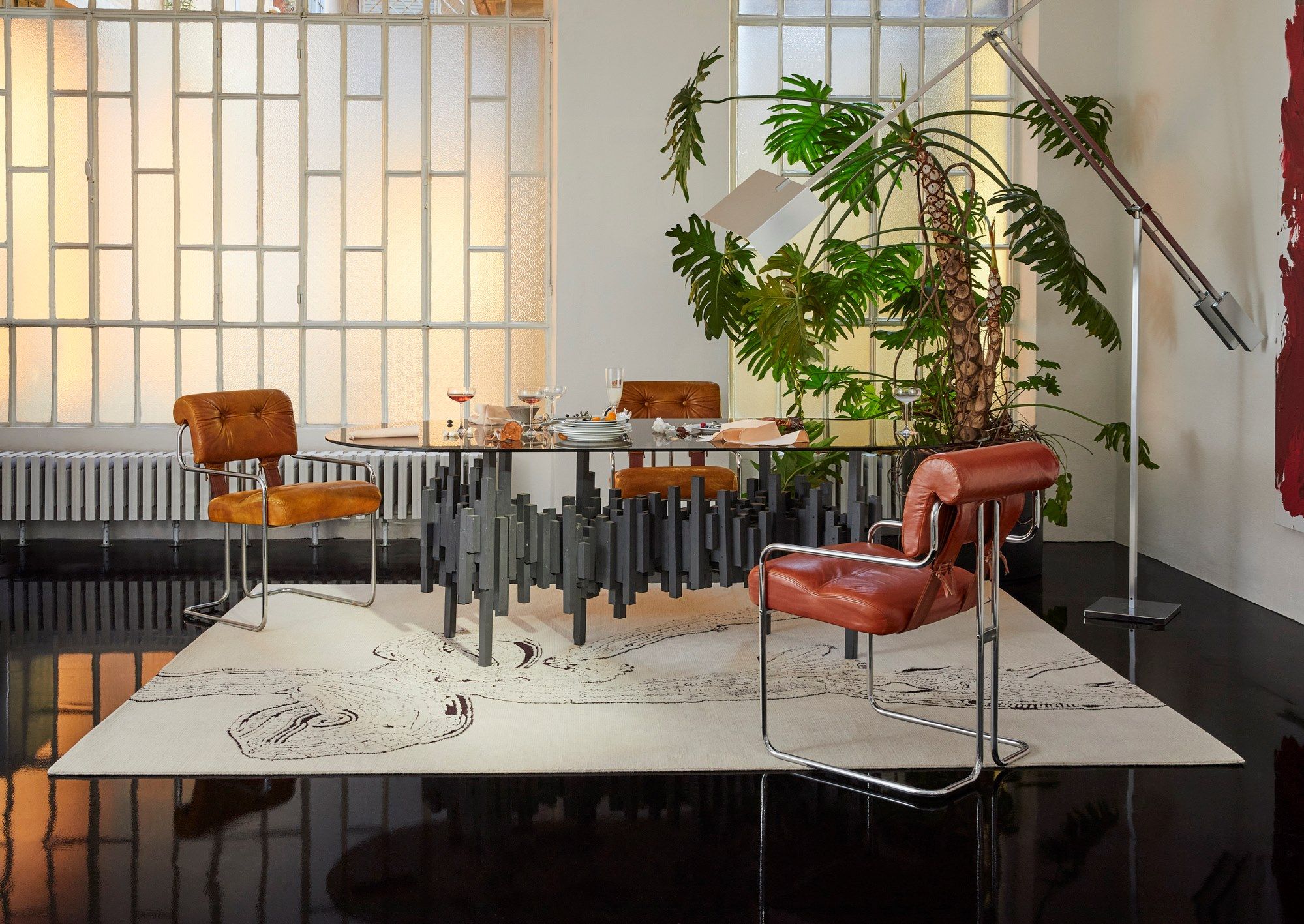 EUPHORBIA TOP-KNOT by cc-tapis - Tappeto rettangolare fatto a mano in lana Himalayana - 2