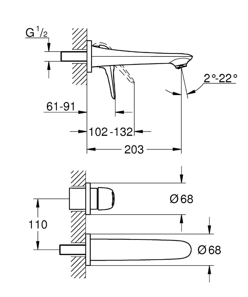 EUROSTYLE SIZE M | Wall-mounted washbasin mixer Wall-mounted 