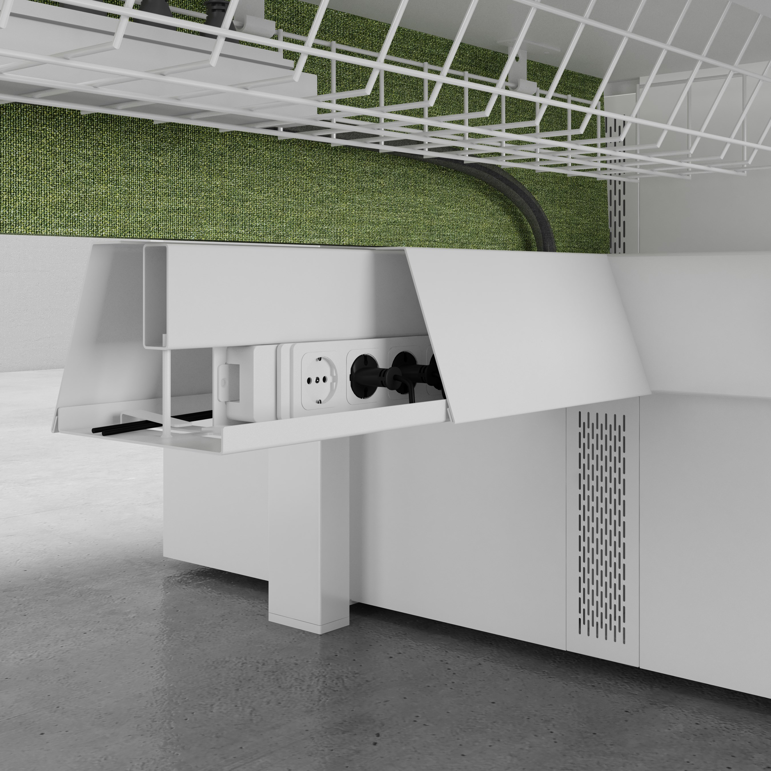 Height-adjustable multiple office workstation with shelves EVO HP ...