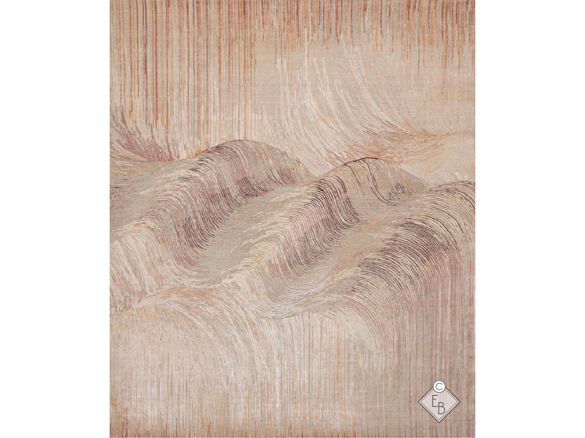 RIPPLE FLAMINGO Rectangular Bamboo silk and wool rug By Edition ...