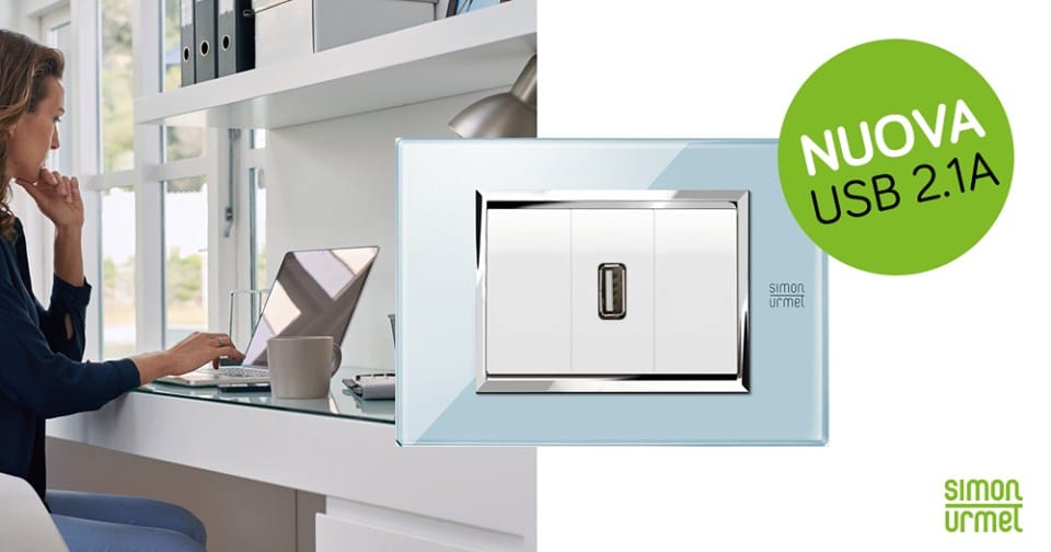 USB 2.1 A by Simon Urmet - Presa elettrica con USB - 2