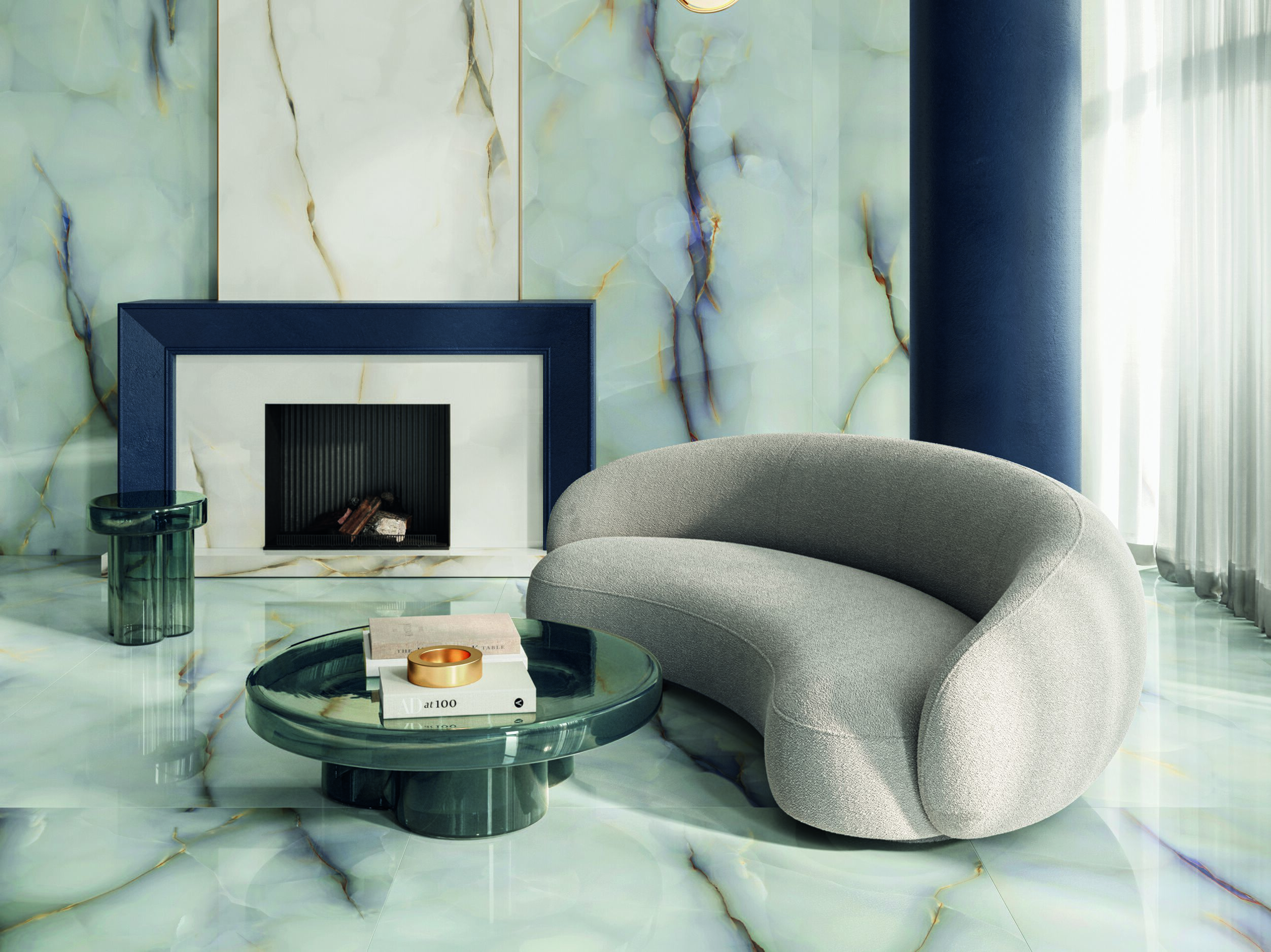 Sottobicchierie Con Effetto Marmo Resina Blu, Turchese, Bianco & Or... | su