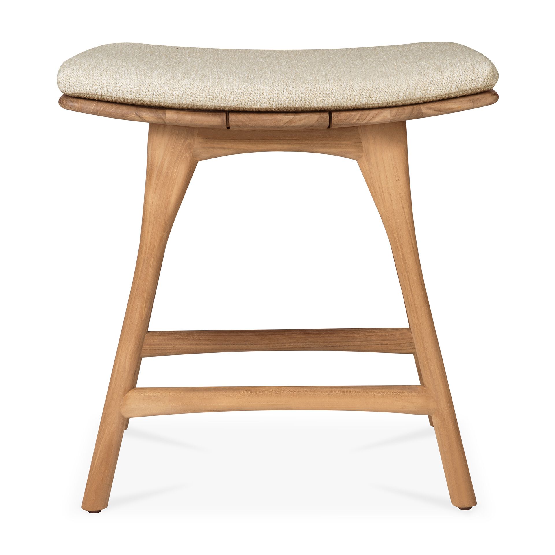 OSSO Upholstered teak garden stool with footrest By Ethnicraft