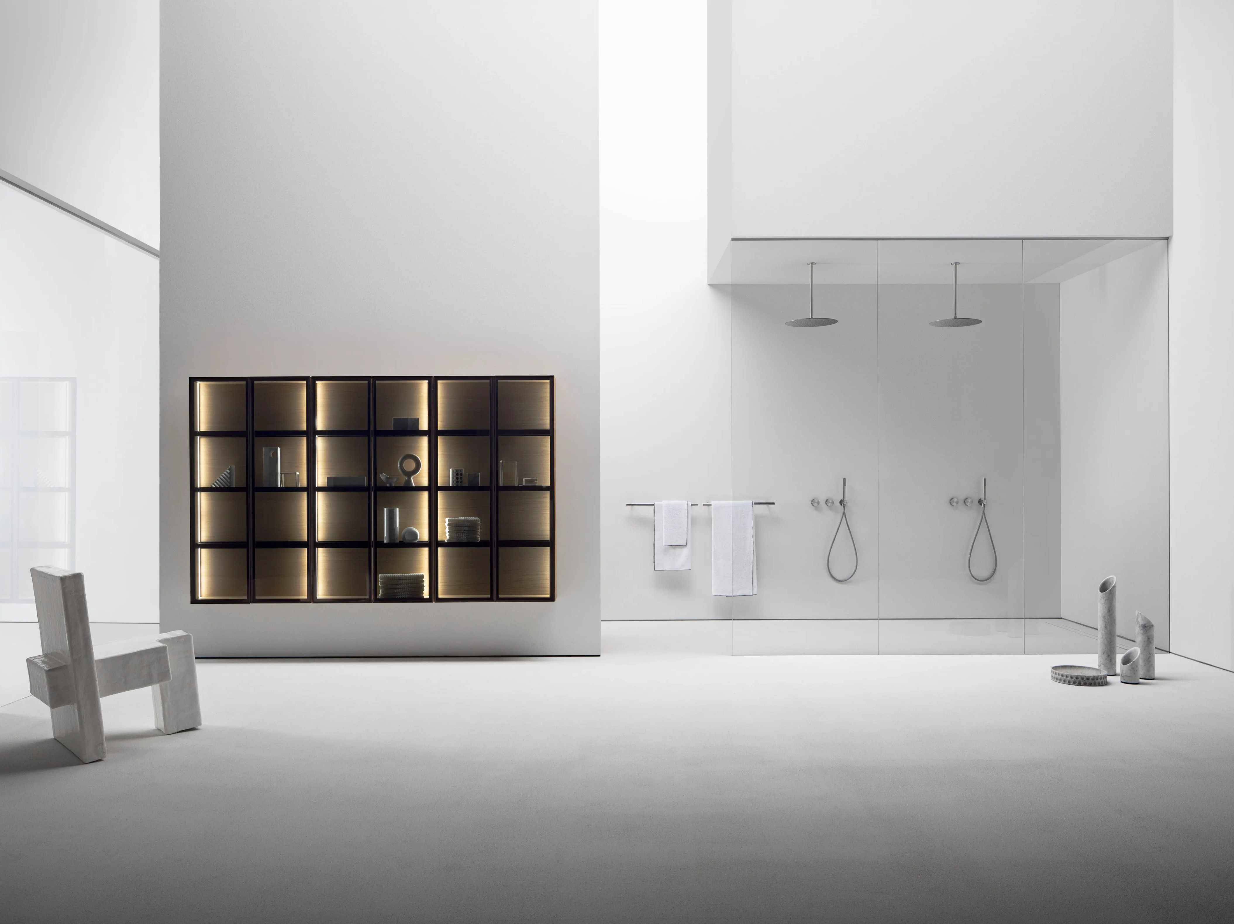 BUTLER Bathroom wardrobe in aluminum, glass and wood By FALPER | design ...