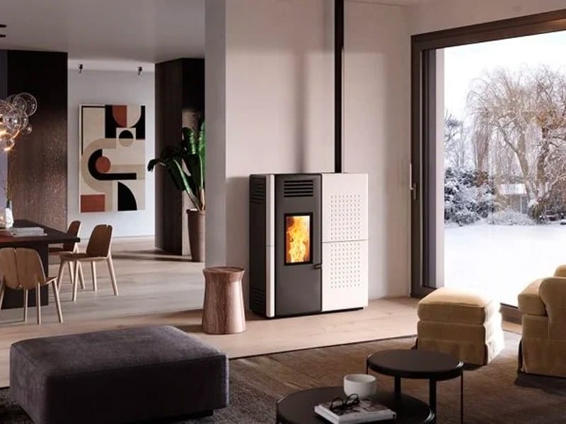 FENDOR by CAMINETTI MONTEGRAPPA - Stufa a pellet in acciaio e maiolica