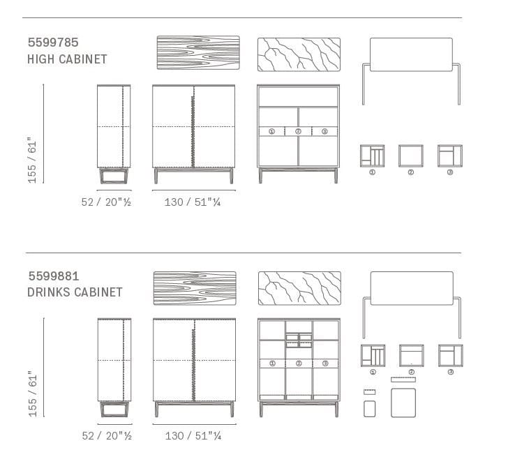FIDELIO Highboard with drawers By Poltrona Frau design Roberto