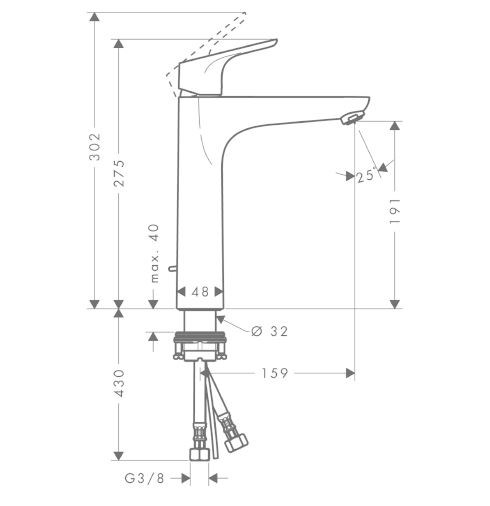 Robinet Mélangeur Lavabo petite vasque AXOR MONTREUX EcoSmart Hansgrohe