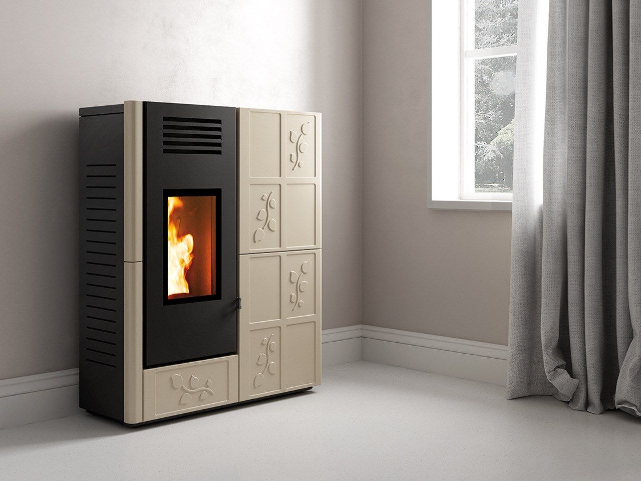 FOLIA | Stufa a pellet by CAMINETTI MONTEGRAPPA - Stufa a pellet a parete