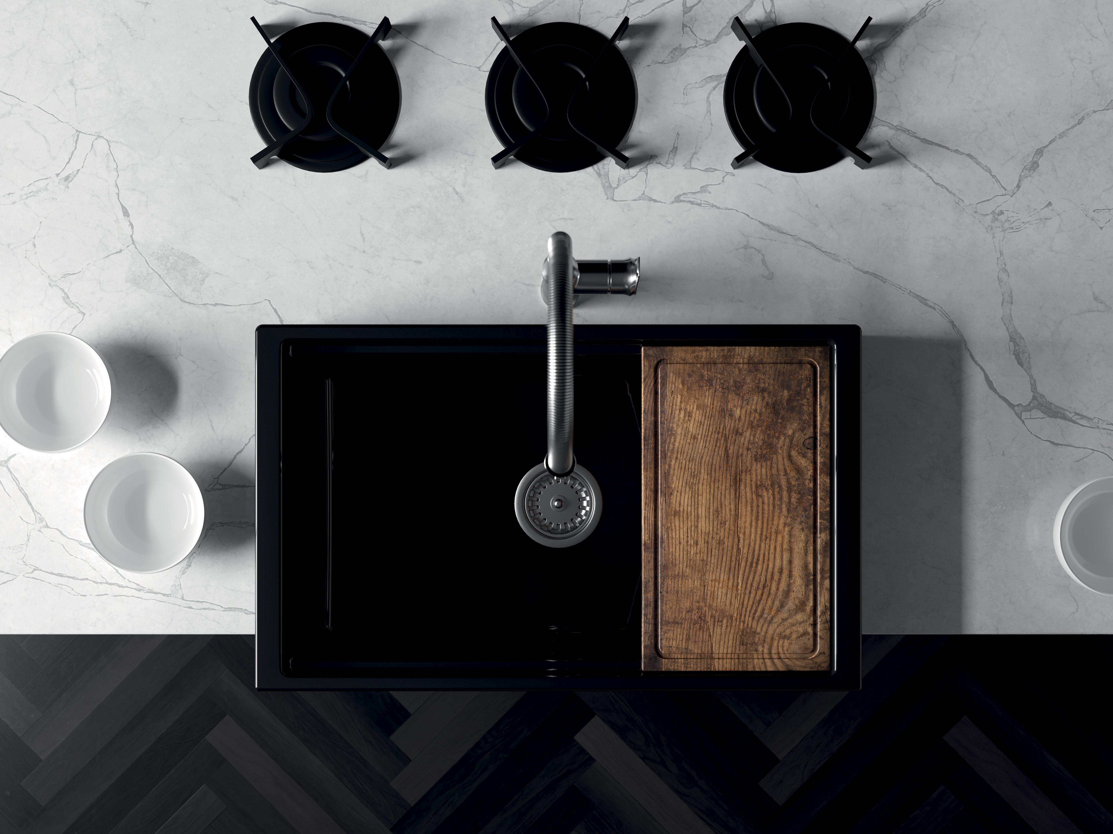 5117 SR by GALASSIA - Lavello reversibile spessore ceramico pieno - 2