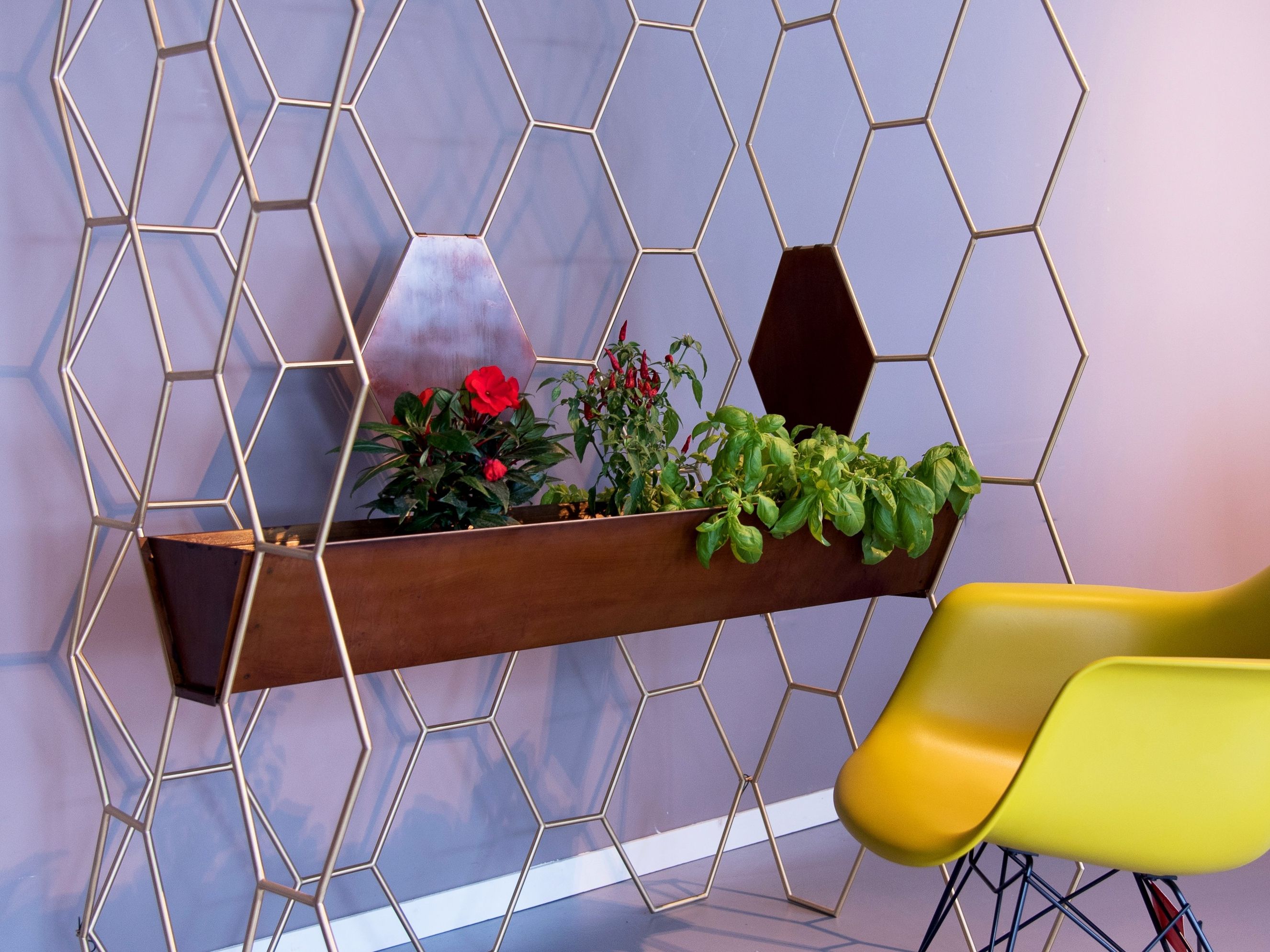 Contemporary style steel room divider FREESTANDING FAVO Favo Collection