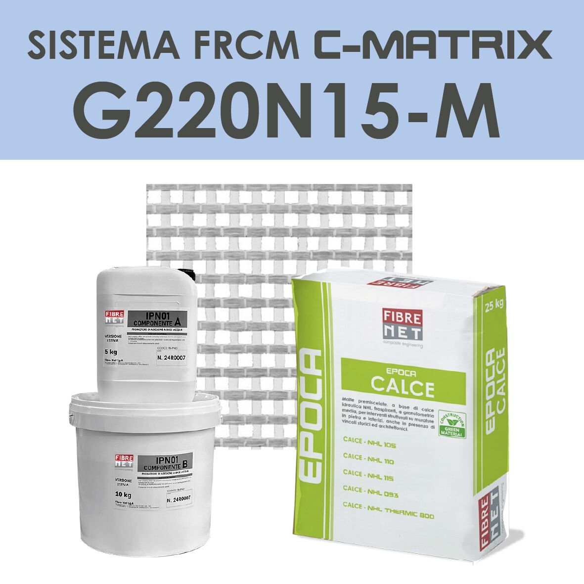 C-MATRIX G220N15-M by Fibre Net - Sistema di rinforzo FRCM  - 2