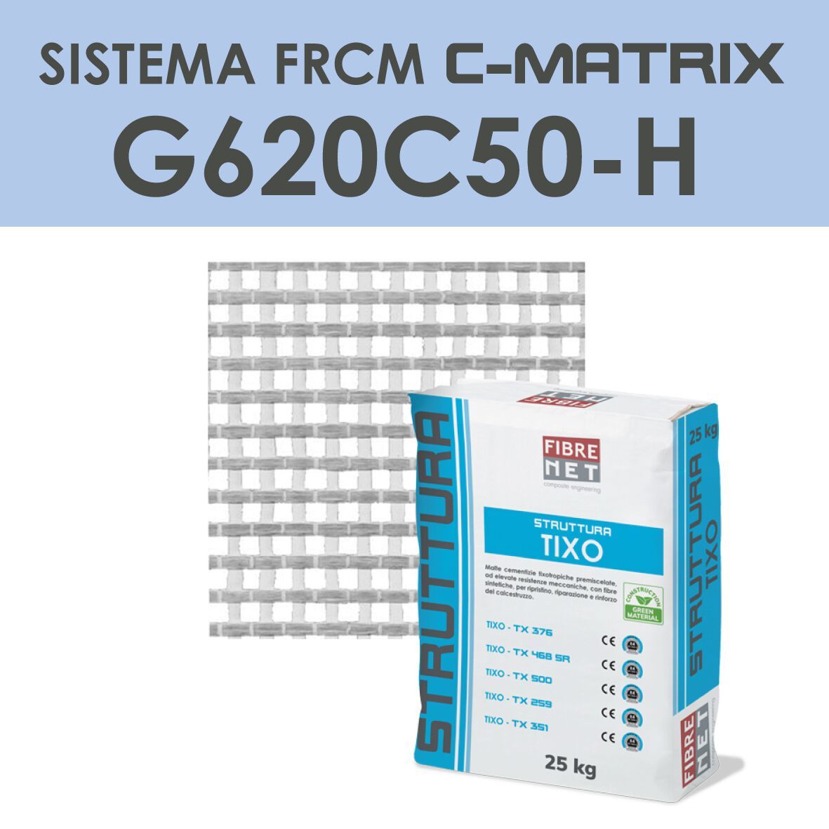 C-MATRIX G620C50-H by Fibre Net - Sistema di rinforzo FRCM  - 2
