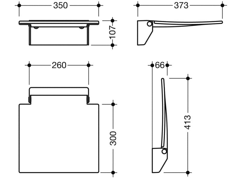 Folding shower Seat Universal seats Collection By HEWI design NOA
