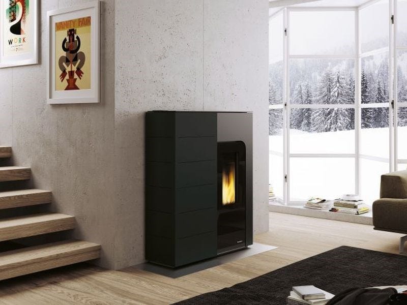 GINGER IDRO by PALAZZETTI - Stufa a pellet in acciaio e vetro classe A++