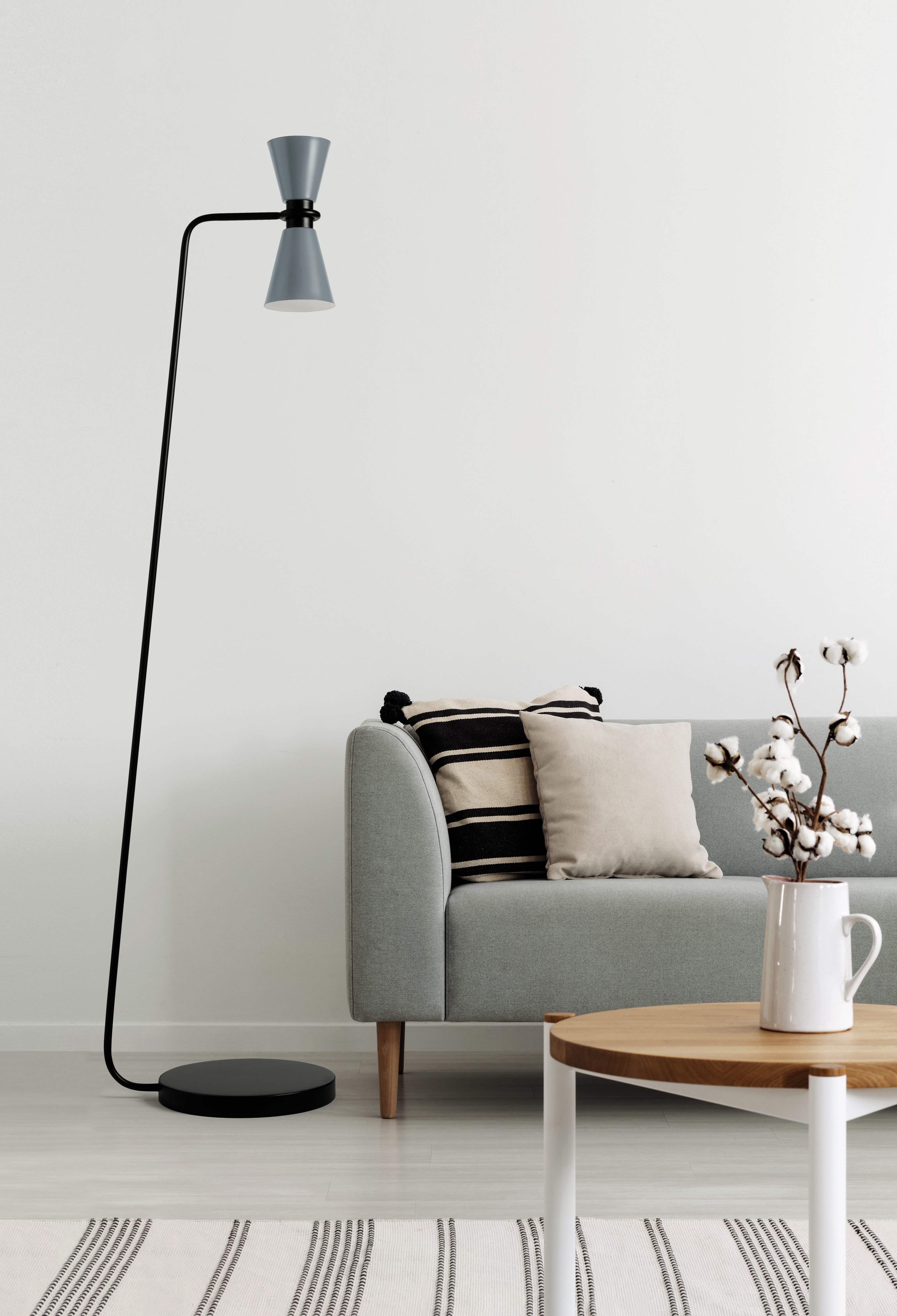 meineWunschleuchte Lampada a stelo in metallo con tre ombrelli in tessuto, altezza 153 cm