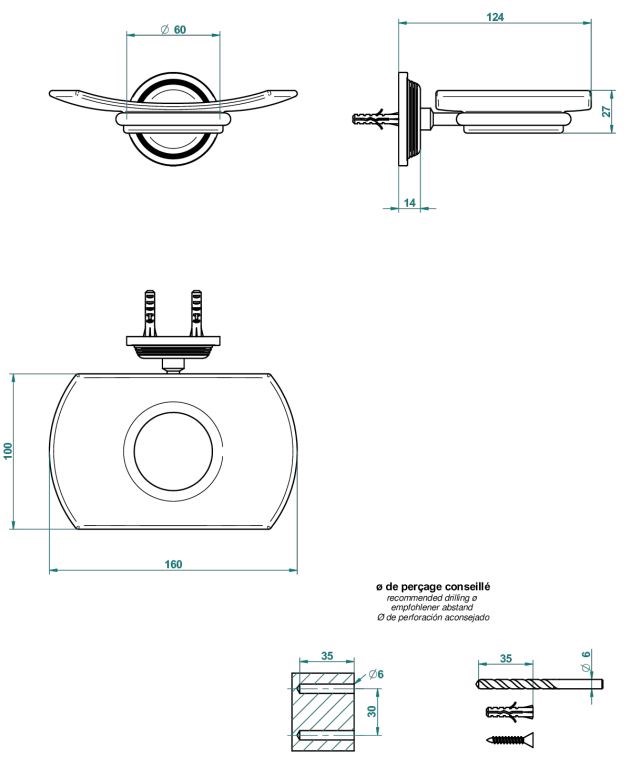 GRAND CENTRAL Wall mounted soap dish By THG Paris | design Timothy Corrigan