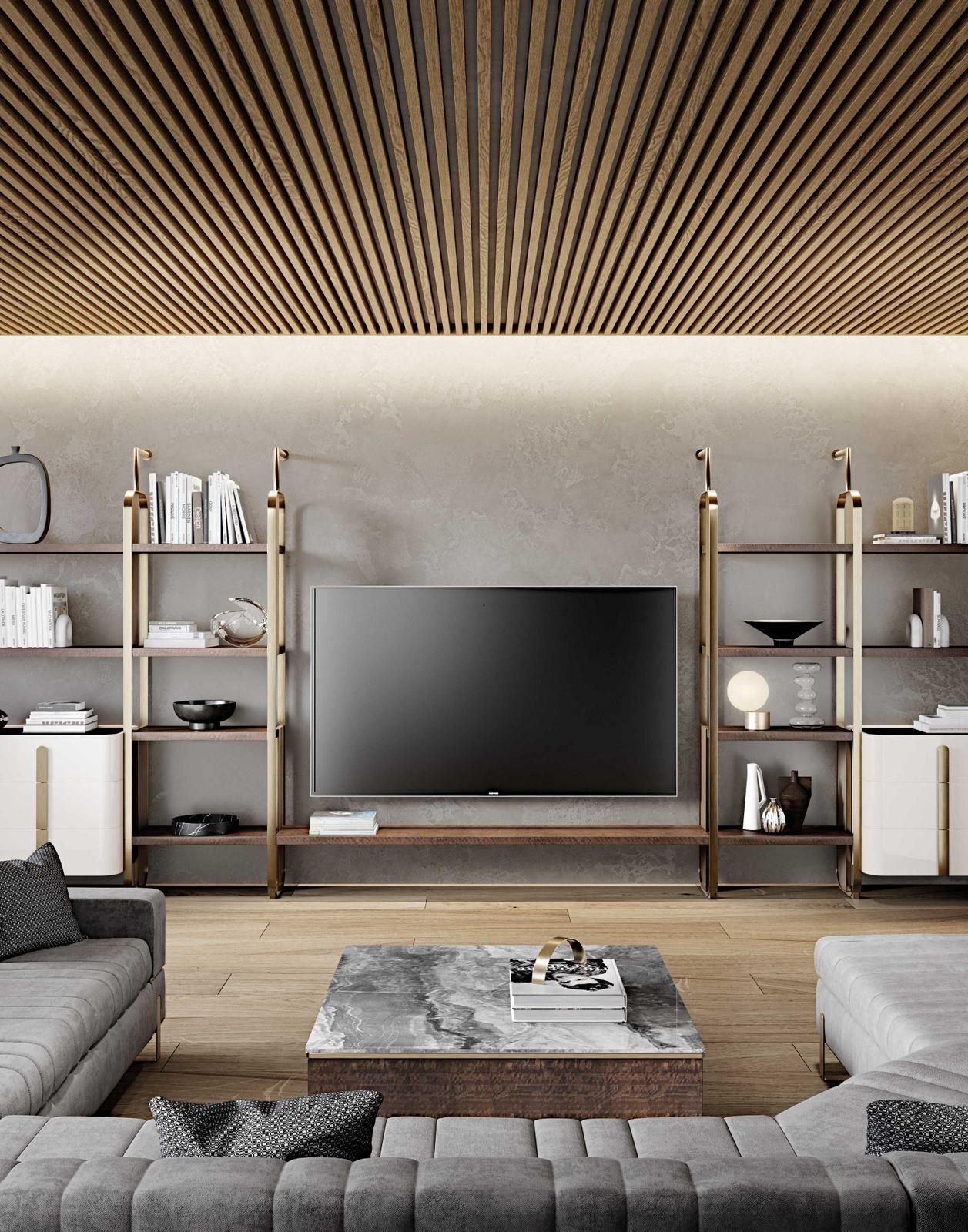 GRAND-R by Capital Collection - Tavolino basso in marmo e legno - 2