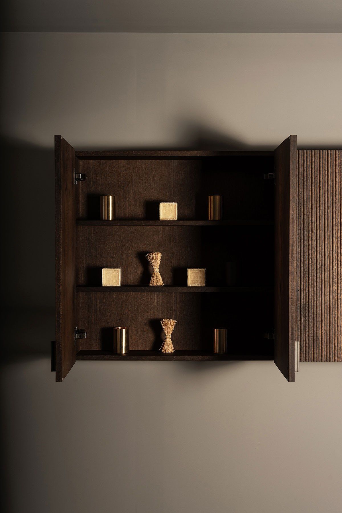 GRATE Wooden bathroom wall By INBANI design Norm Architects