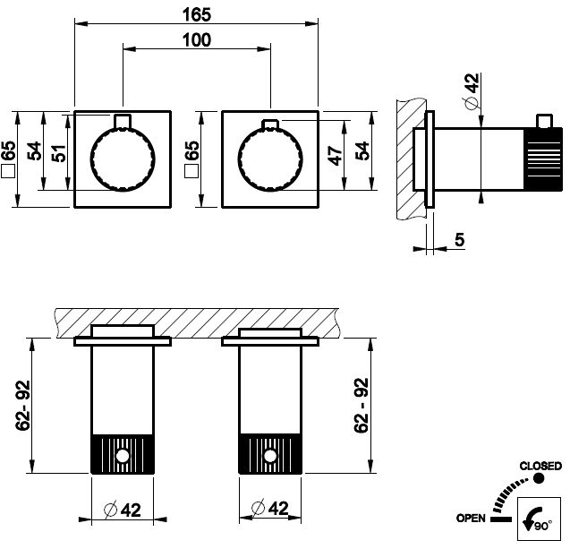 Dimensioni INCASTRI PF75132 / PF75134 / PF75136