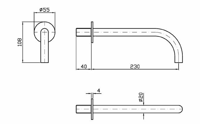 HELM Z92245 Wall-mounted stainless steel sink spout By ZUCCHETTI
