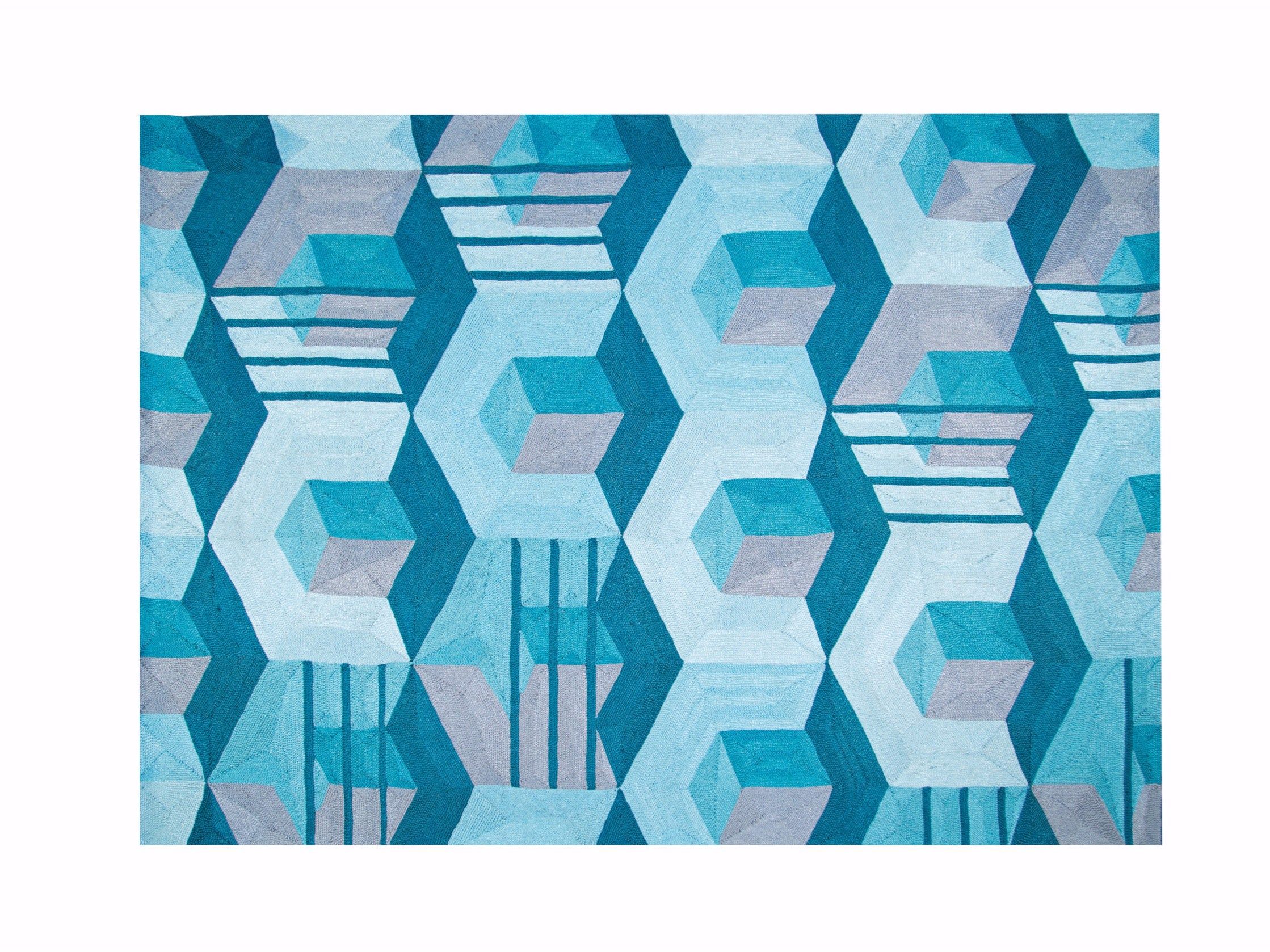 HEXAGONE Rectangular polyester rug with geometric shapes By Roche ...