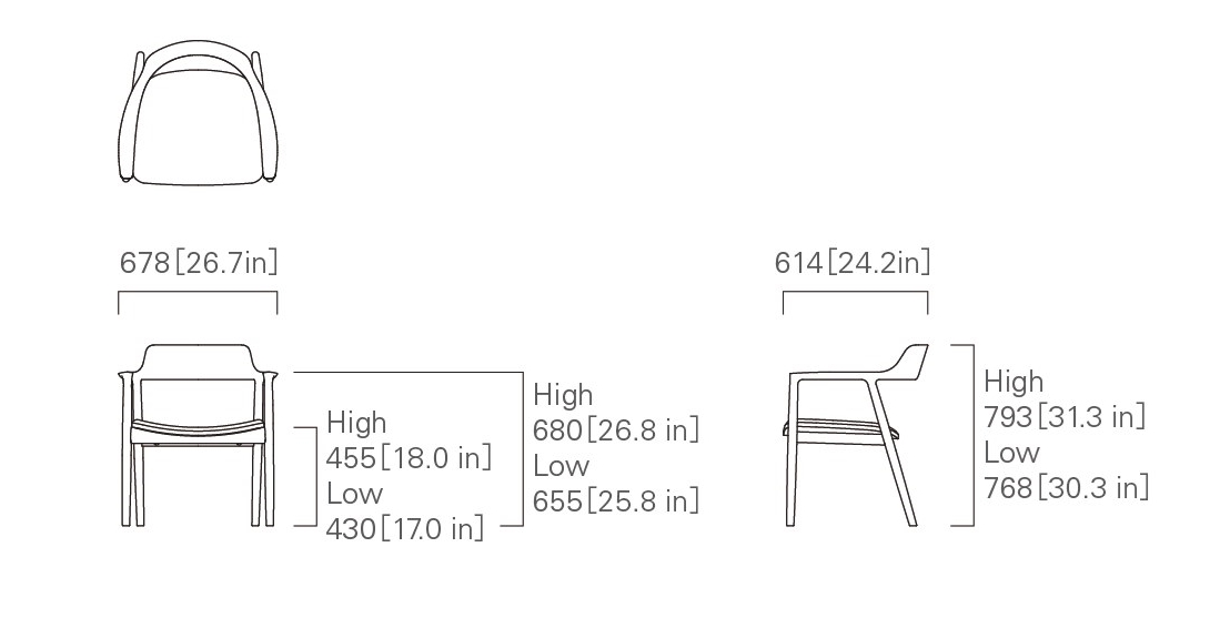 HIROSHIMA 2E10-62/22 Easy chair By Maruni | design Naoto Fukasawa