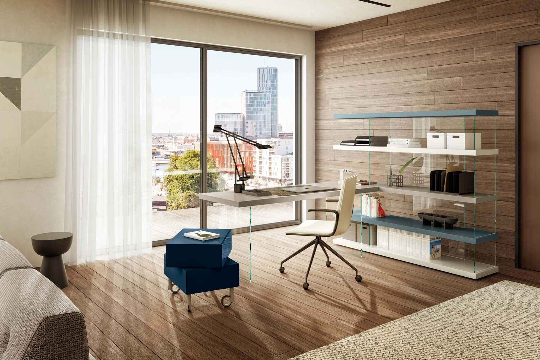 HOME OFFICE 1256 Bookcase Sectional bookcase with secretary desk By Lago design Daniele Lago