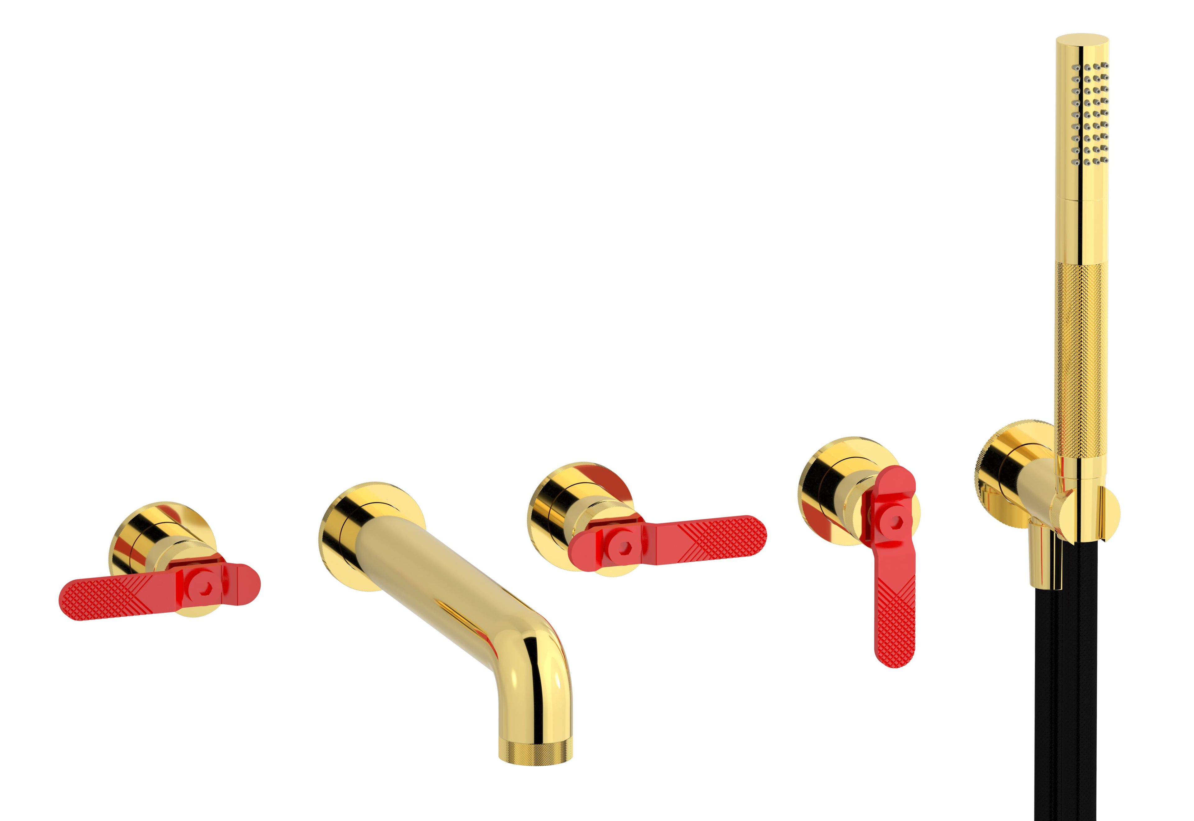 BOLD LEVER B2398 by IB - Rubinetto per vasca a 5 fori a muro con doccetta - 18