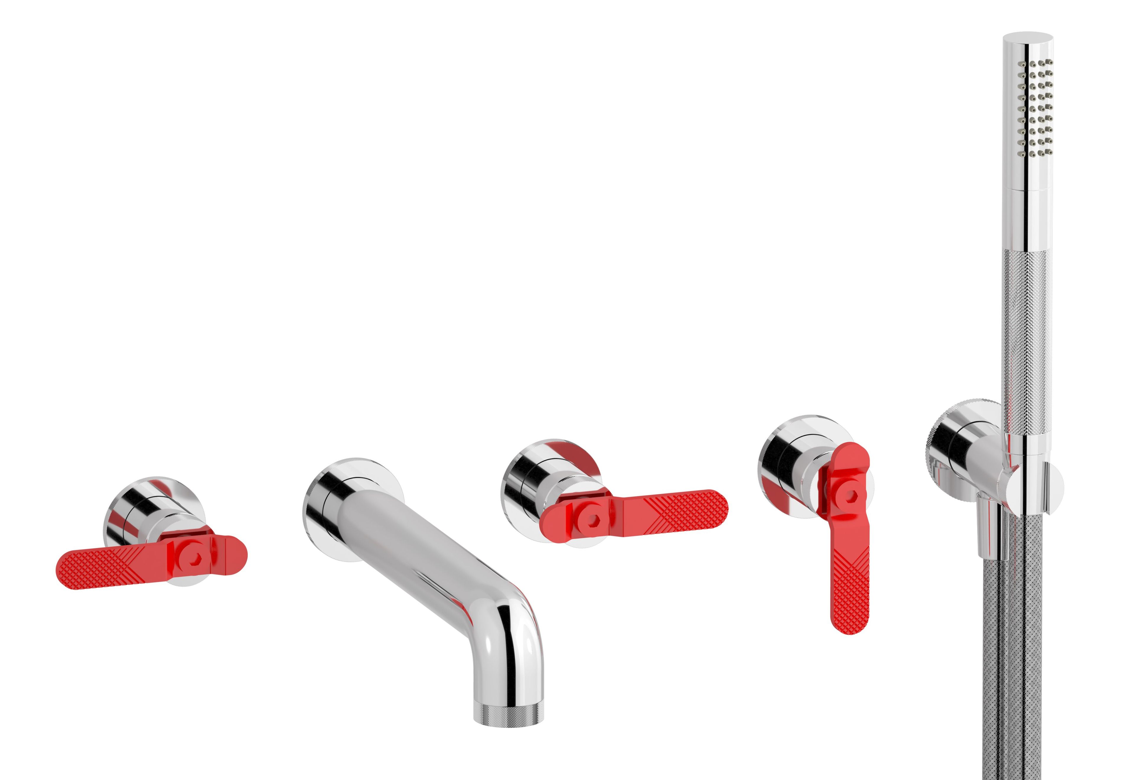 BOLD LEVER B2398 by IB - Rubinetto per vasca a 5 fori a muro con doccetta - 4