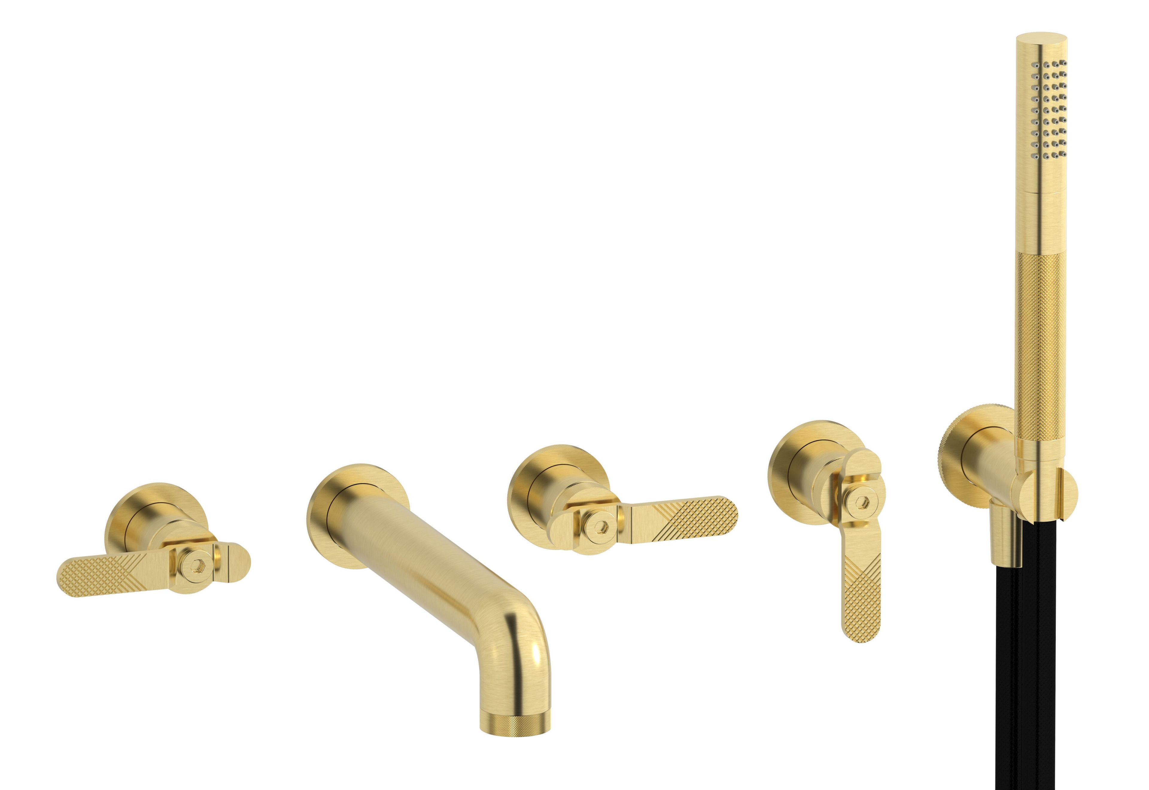 BOLD LEVER B2398 by IB - Rubinetto per vasca a 5 fori a muro con doccetta - 9