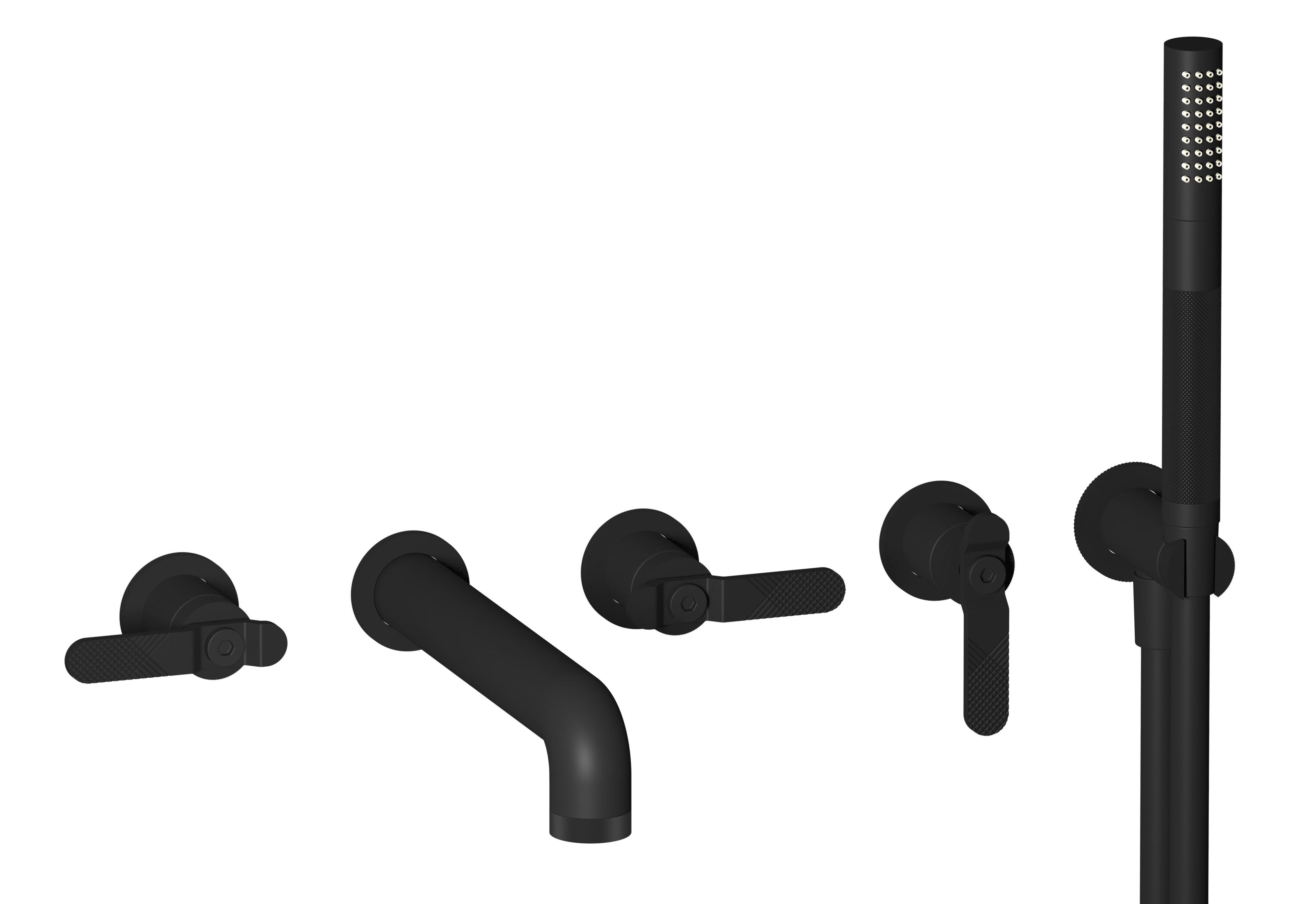 BOLD LEVER B2398 by IB - Rubinetto per vasca a 5 fori a muro con doccetta - 13