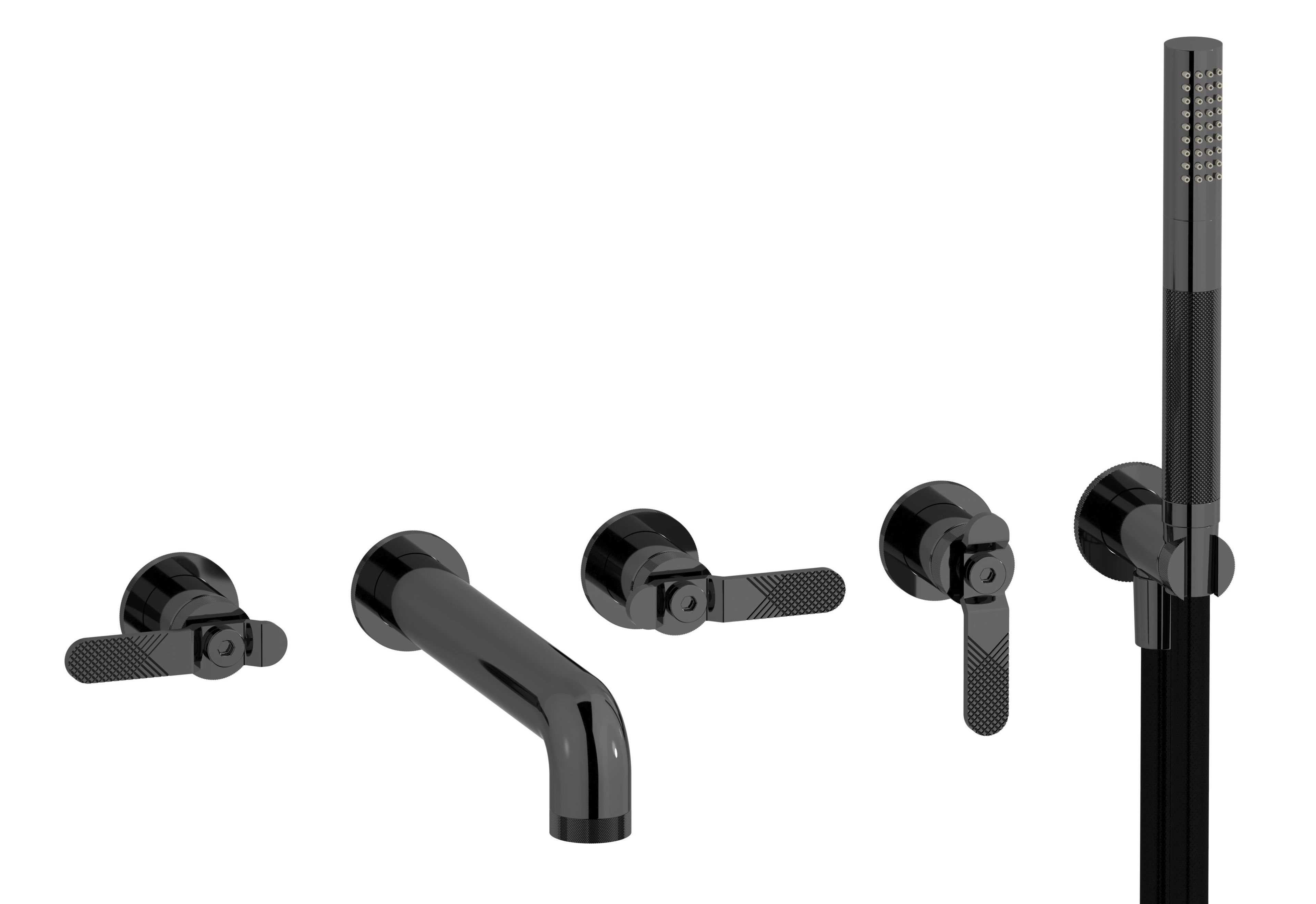 BOLD LEVER B2398 by IB - Rubinetto per vasca a 5 fori a muro con doccetta - 5