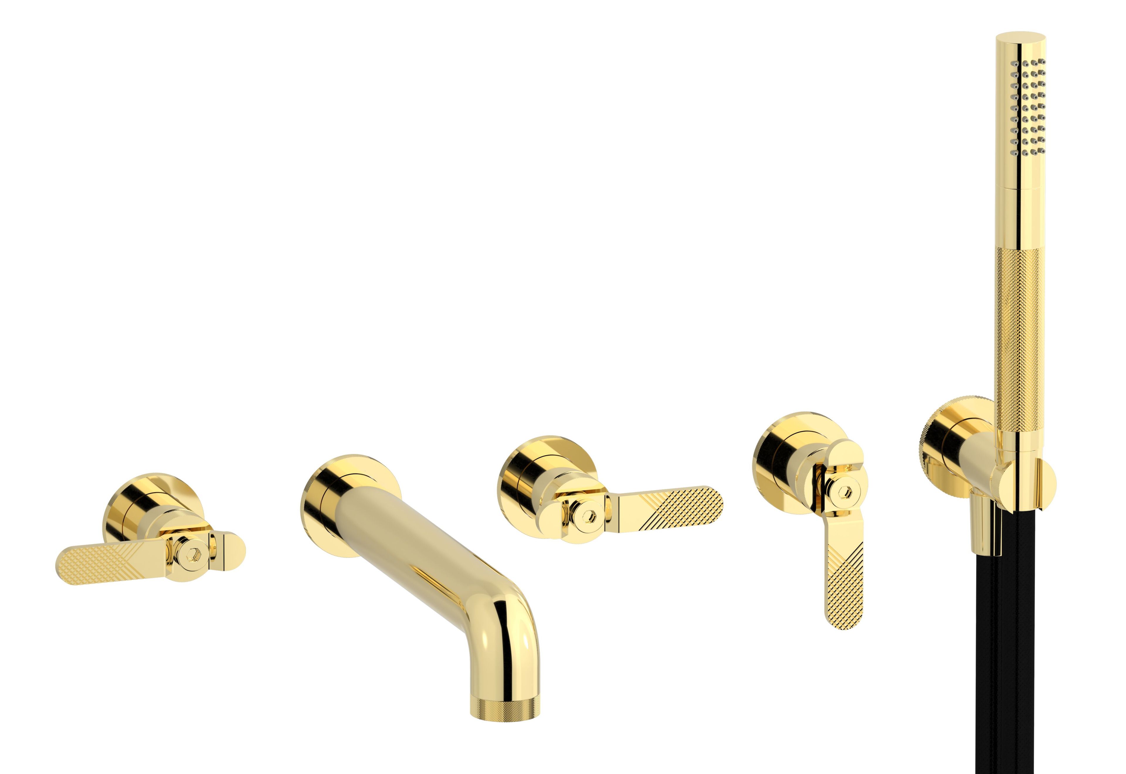 BOLD LEVER B2398 by IB - Rubinetto per vasca a 5 fori a muro con doccetta - 7