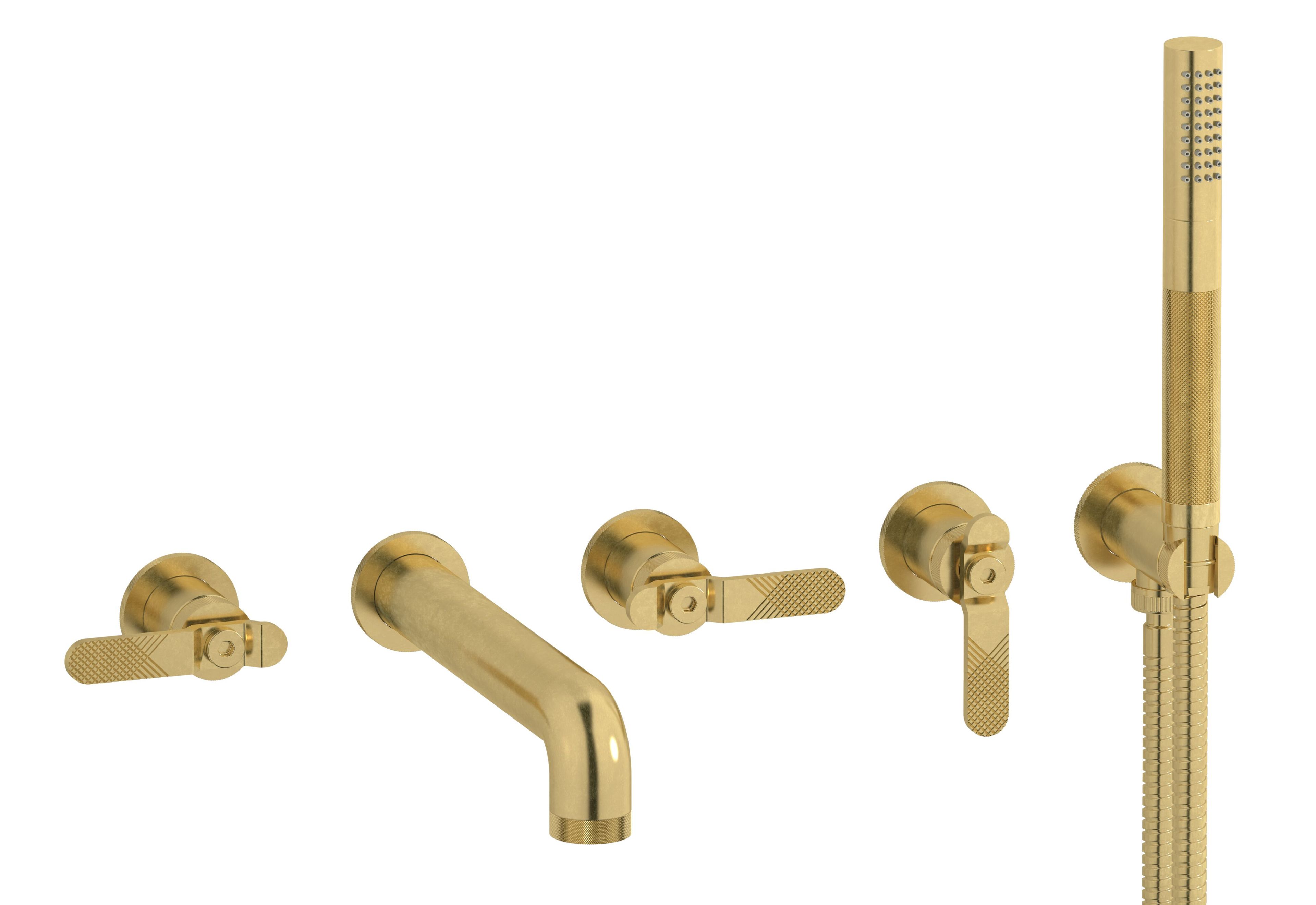 BOLD LEVER B2398 by IB - Rubinetto per vasca a 5 fori a muro con doccetta - 15