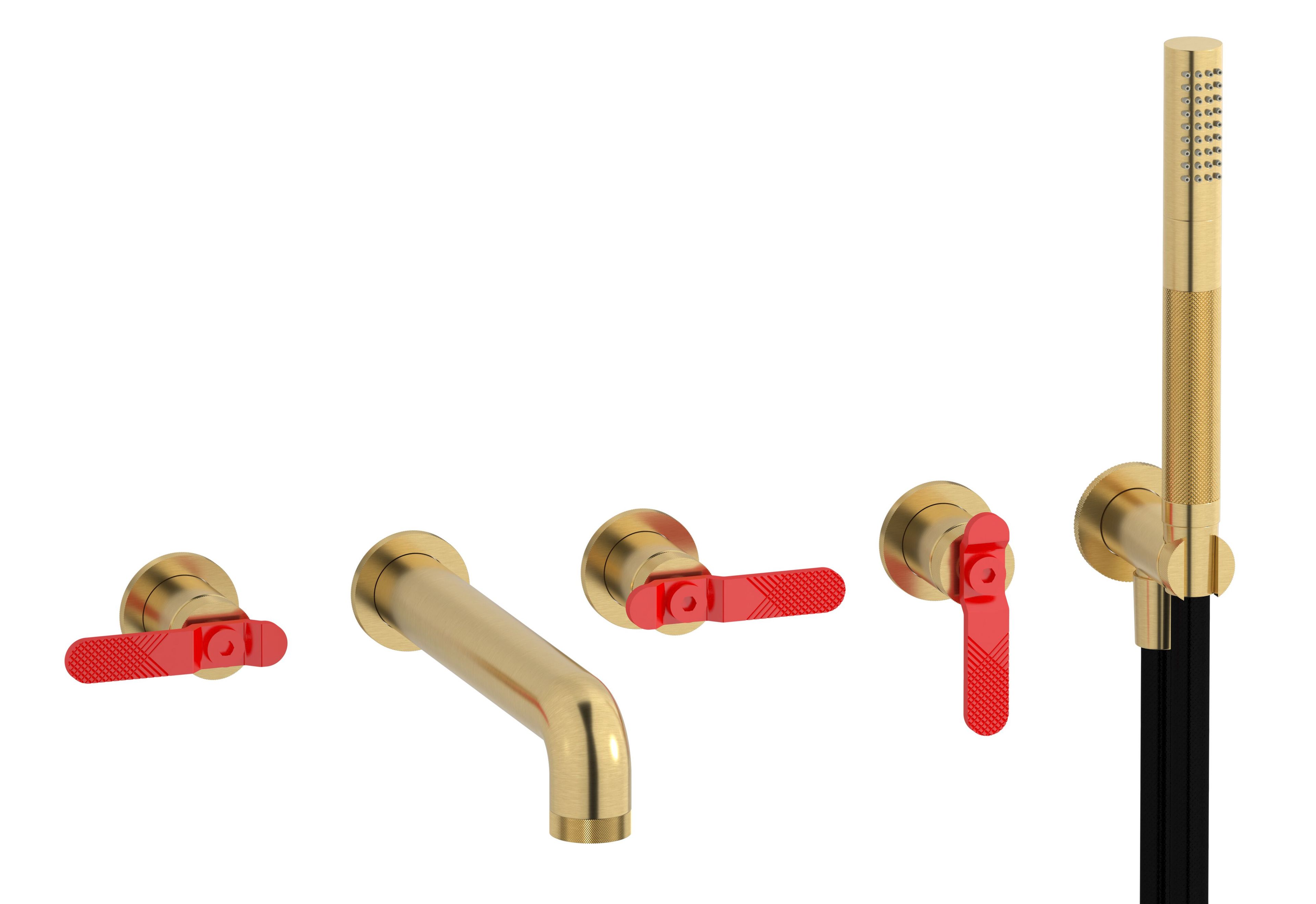 BOLD LEVER B2398 by IB - Rubinetto per vasca a 5 fori a muro con doccetta - 20