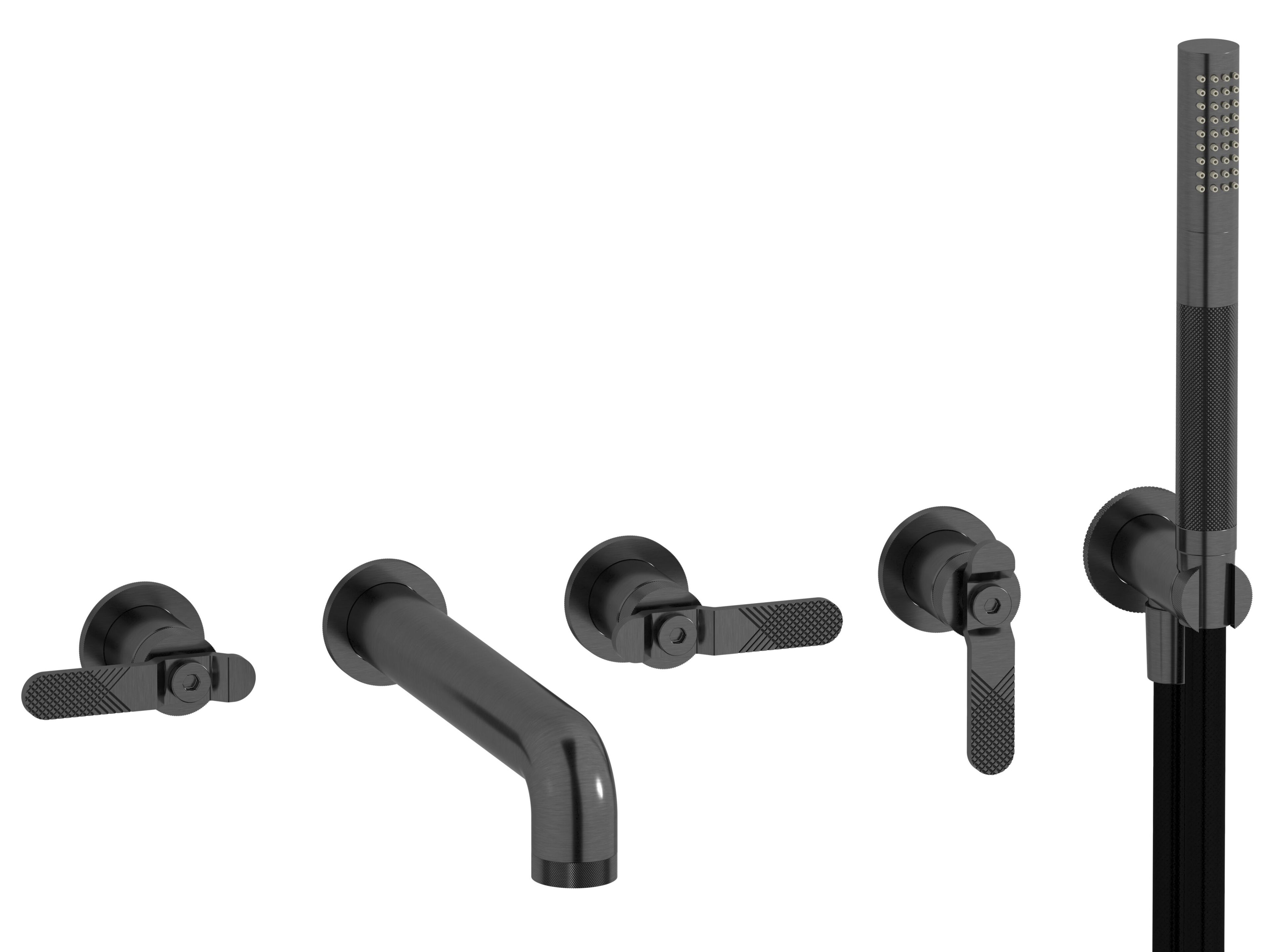 BOLD LEVER B2398 by IB - Rubinetto per vasca a 5 fori a muro con doccetta