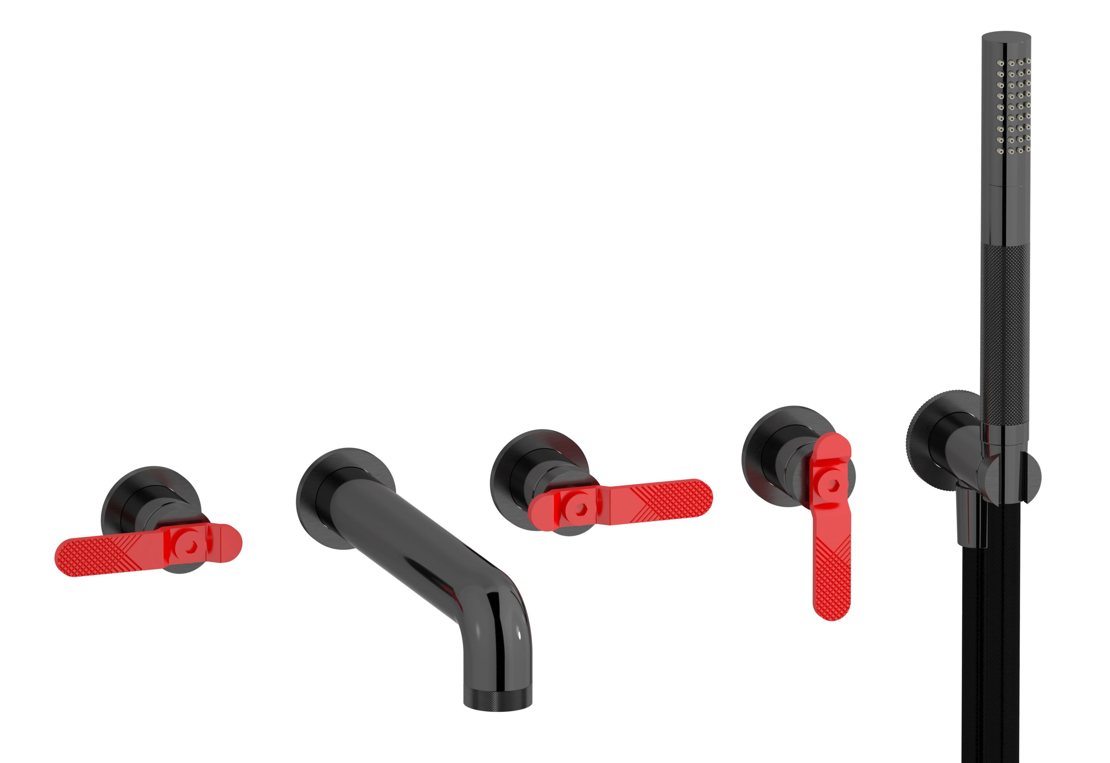 BOLD LEVER B2398 by IB - Rubinetto per vasca a 5 fori a muro con doccetta - 6