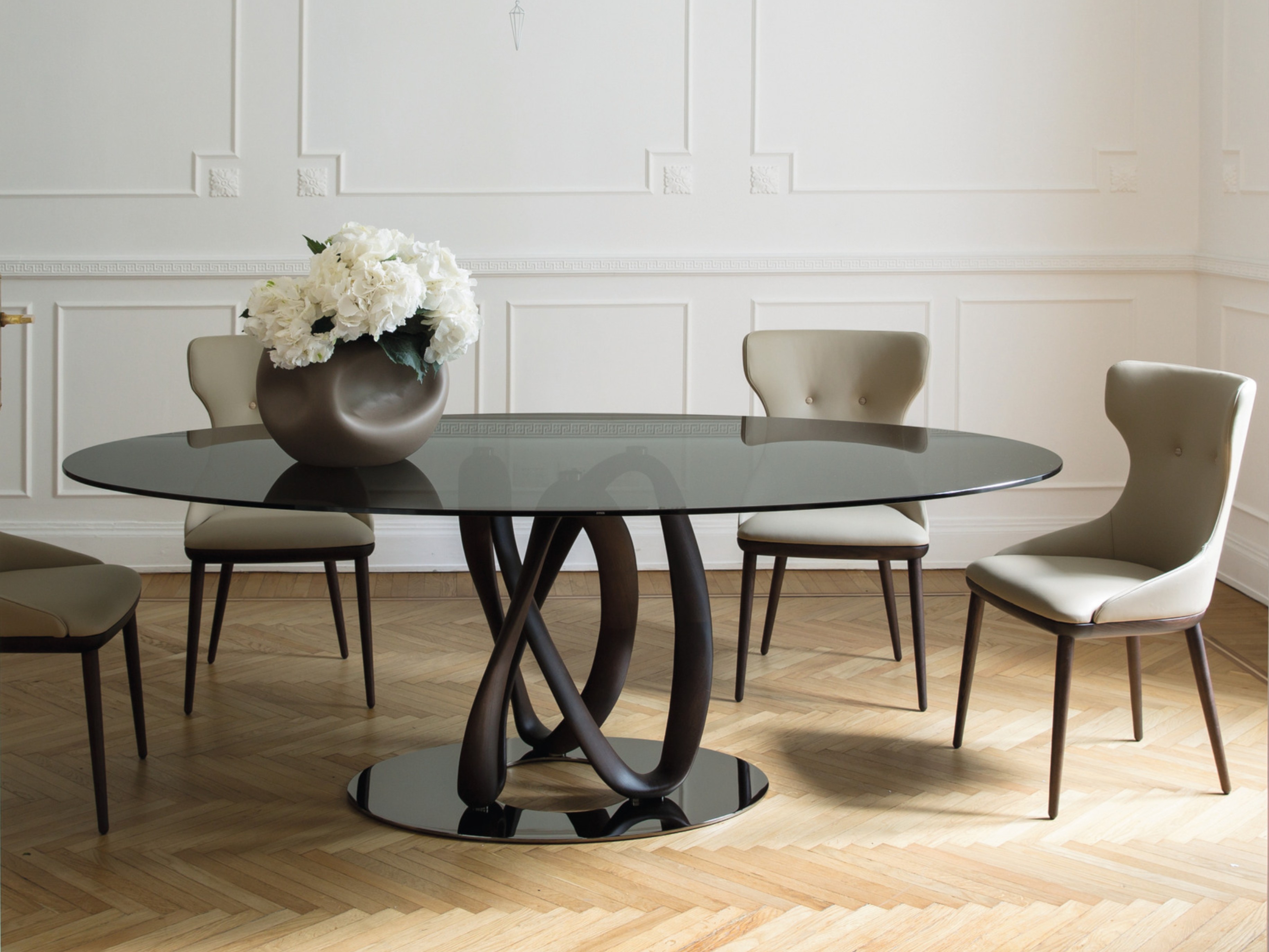 INFINITY | Table Elliptical table in solid wood and crystal top By ...