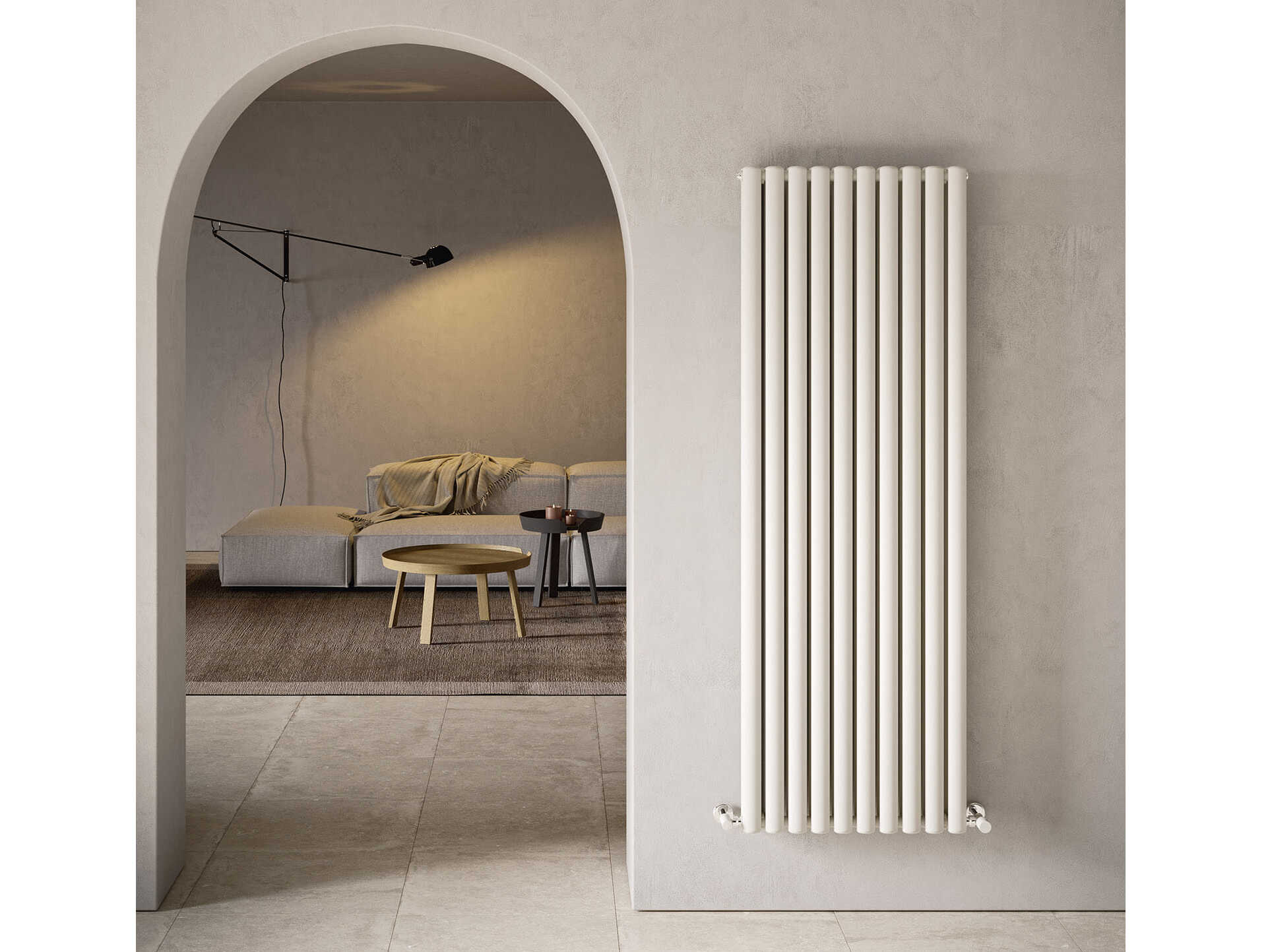 Radiatore d'arredo verticale in acciaio con doppio rango di elementi a ...