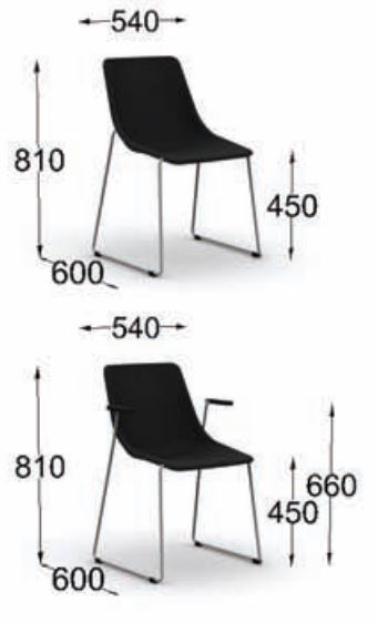 Dimensions KOLA | Sled base chair