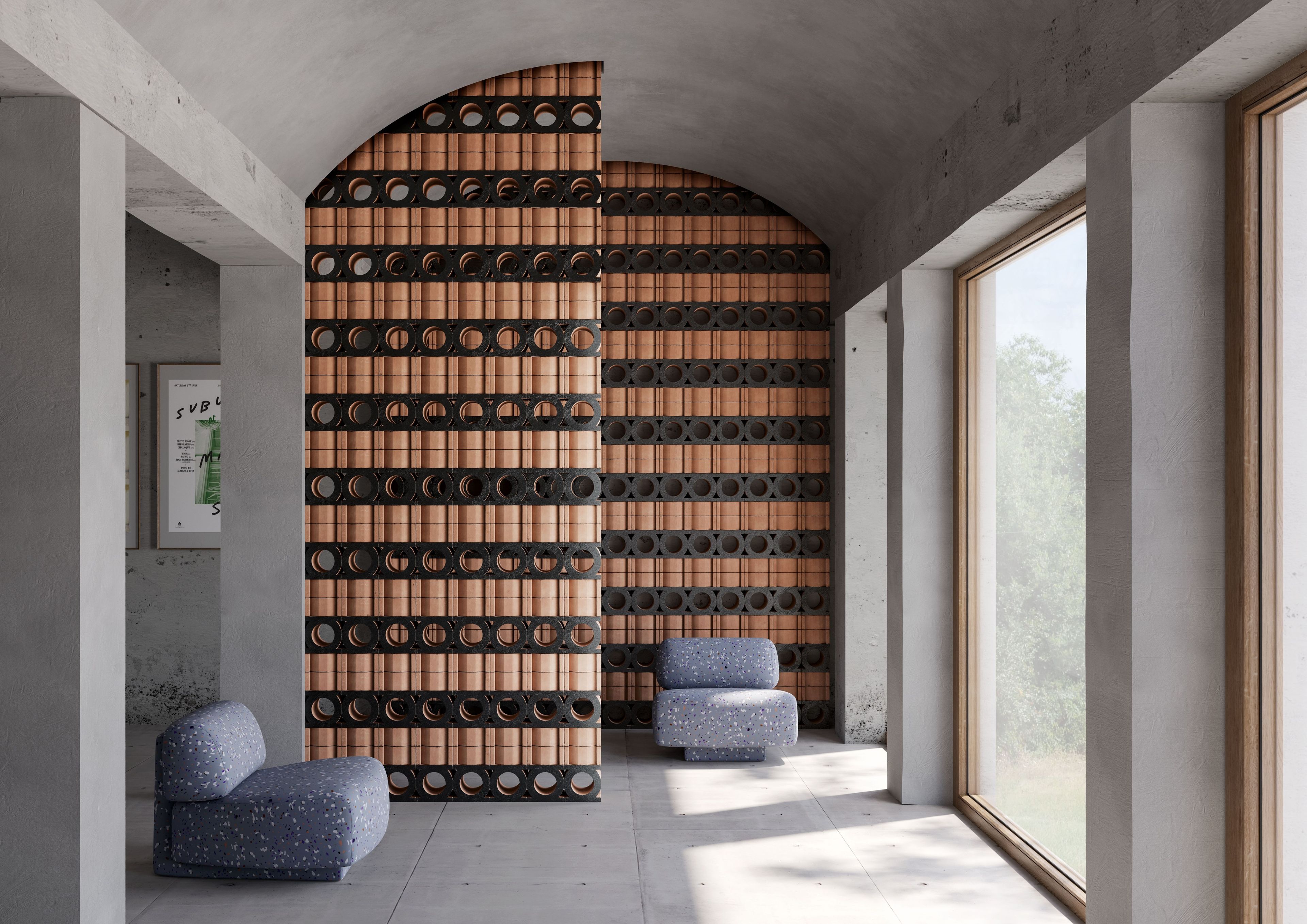 JALI NEUTRO by Mutina - Elemento tridimensionale in terracotta per pareti divisorie - 2
