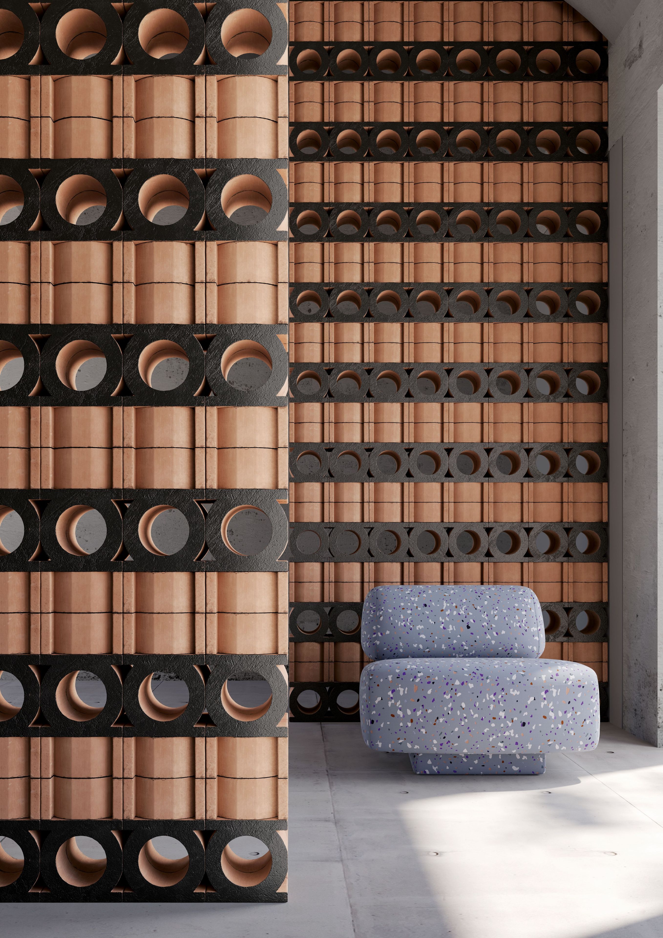 JALI NEUTRO by Mutina - Elemento tridimensionale in terracotta per pareti divisorie - 3