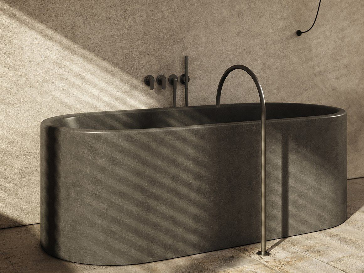 Freestanding oval natural stone bathtub JP BATH By COCOON design John