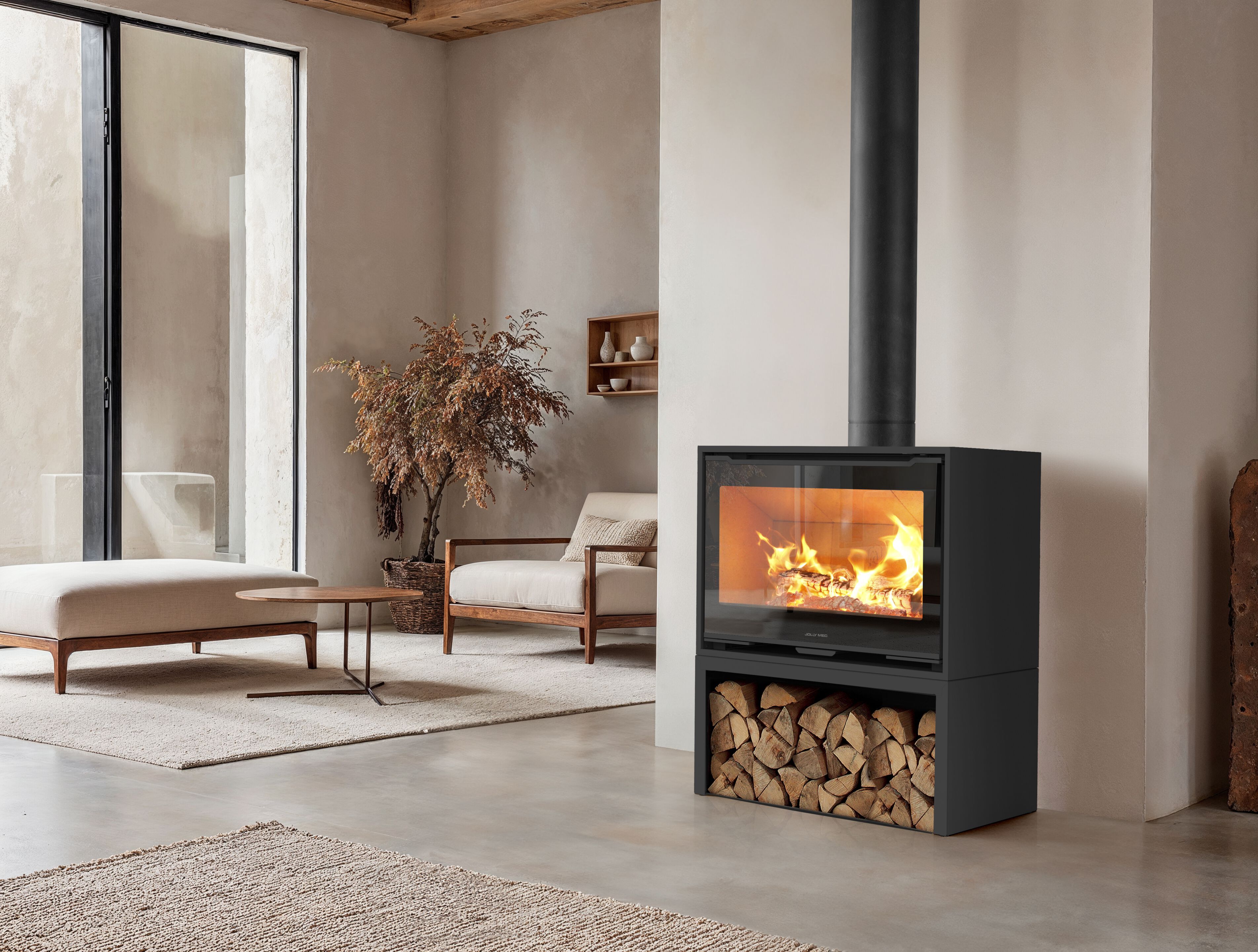 Stufa a legna per riscaldamento aria QUADRO+ STEEL - Jolly Mec