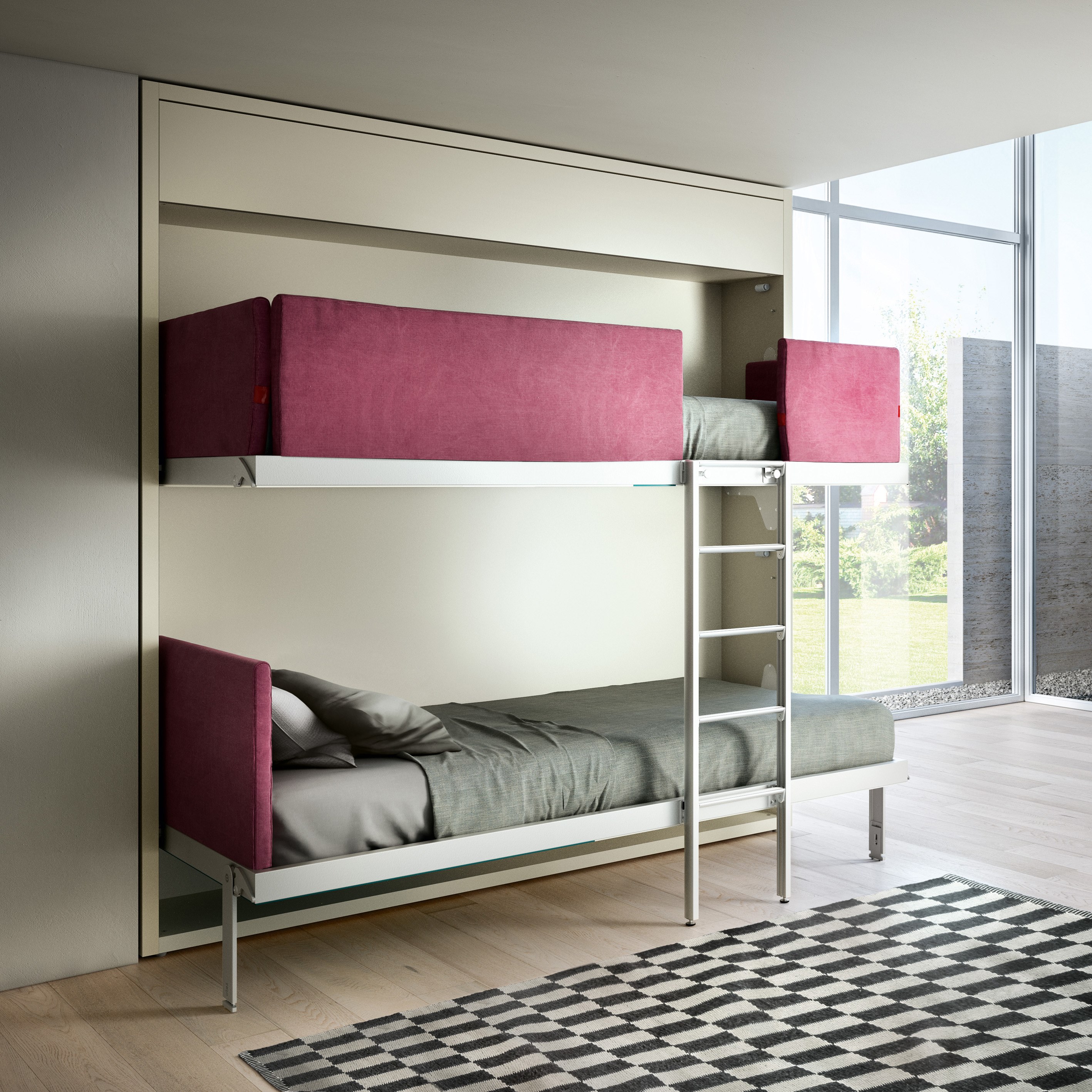 KALI DUO STANDRD Pull-down melamine-faced chipboard bunk bed By CLEI