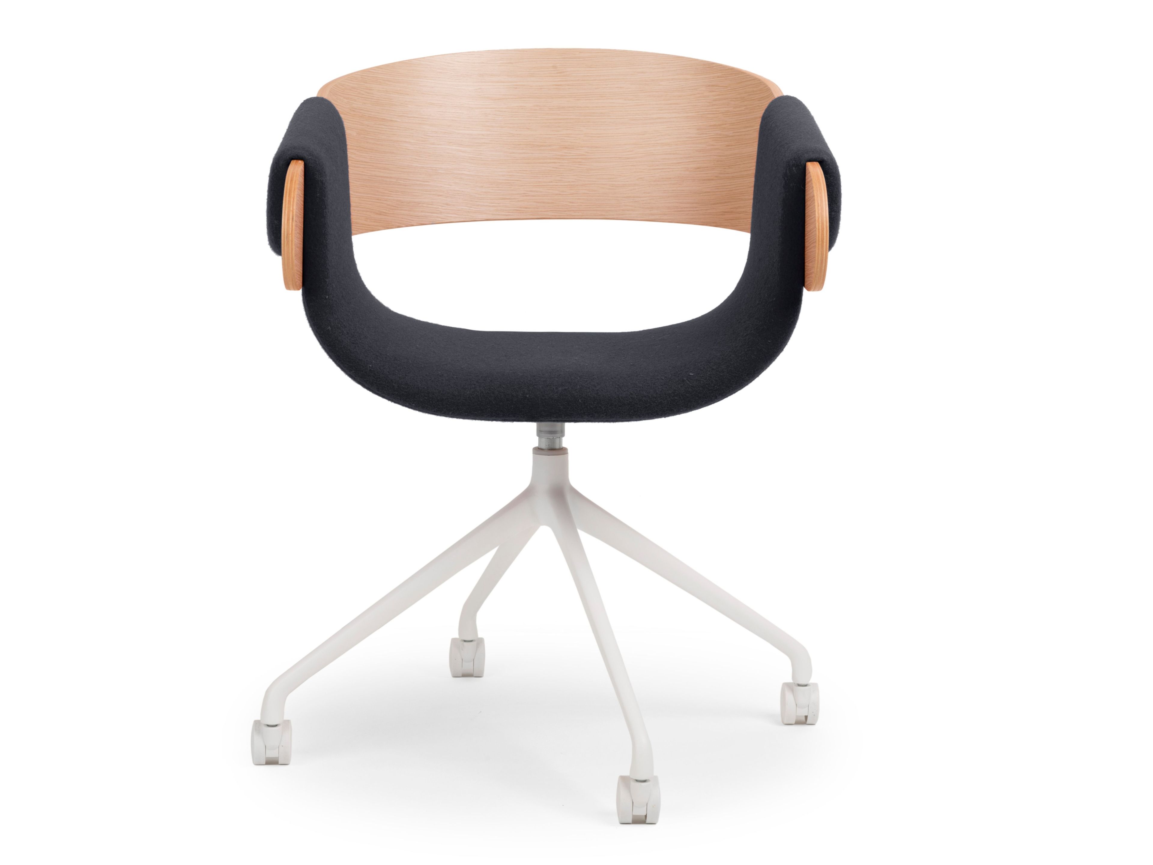 KAY Office chair in fabric and wood with wheels on perch By True Design design Leonardo Rossano
